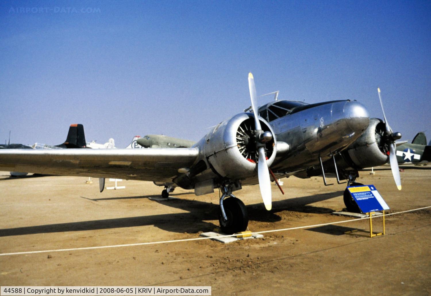 44588, 1944 Beech SNB-5 Expeditor C/N 8222, At March AFB Museum, circa 1993.
