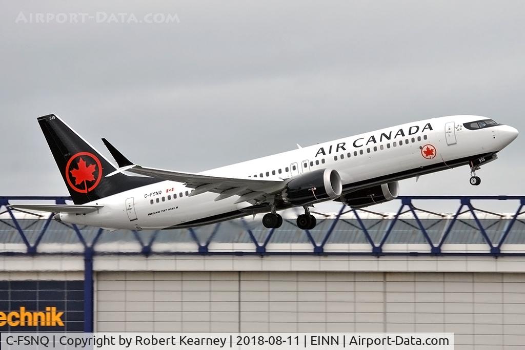 C-FSNQ, 2018 Boeing 737-8 MAX C/N 61222, Climbing out of r/w 34