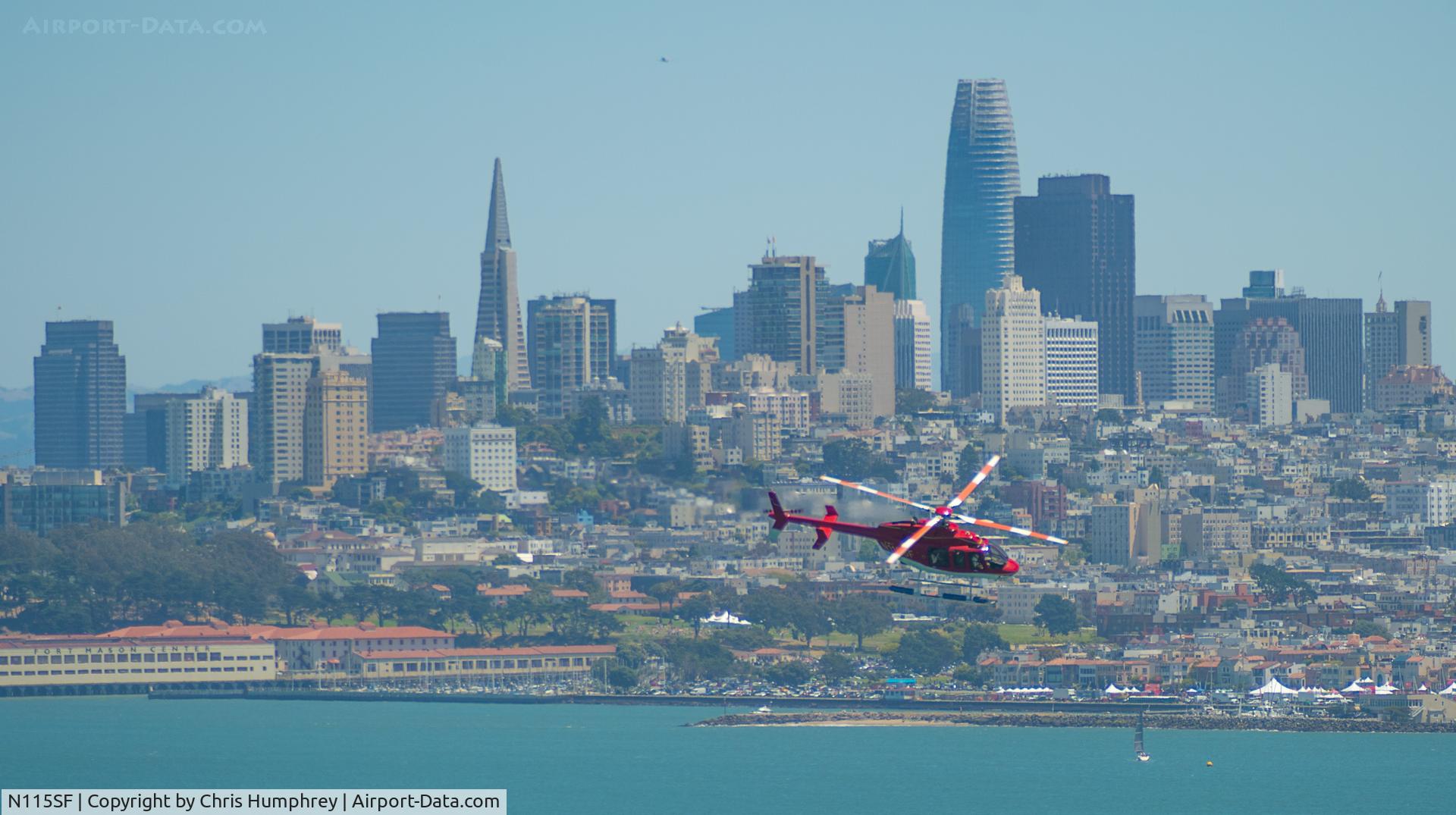 N115SF, 2013 Bell 407GX C/N 54388, Taken from the Golden Gate Bridge.