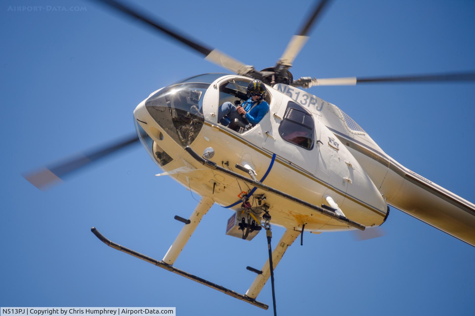 N513PJ, 1993 McDonnell Douglas 520N C/N 1, Working with PG&E crews in Castro Valley California.