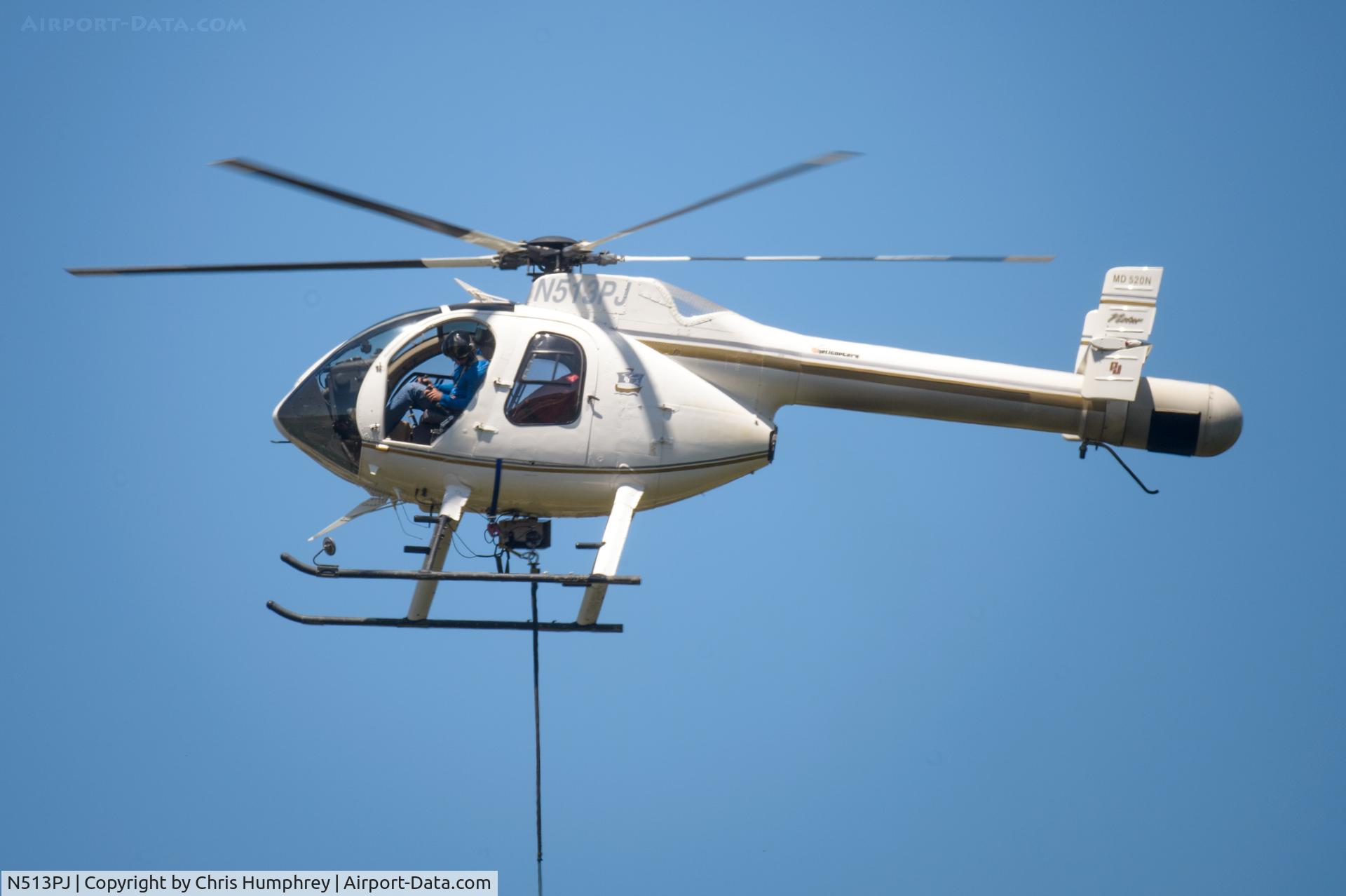 N513PJ, 1993 McDonnell Douglas 520N C/N 1, Working with PG&E crews in Castro Valley California.