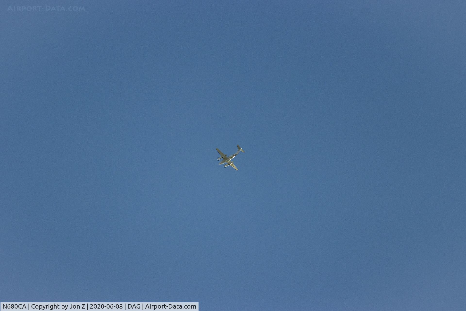 N680CA, 1999 Raytheon Aircraft Company B200 C/N BB-1681, flying at 17400 ft. Confirmed ADSB A9036A.  Orbiting Barstow. CA.