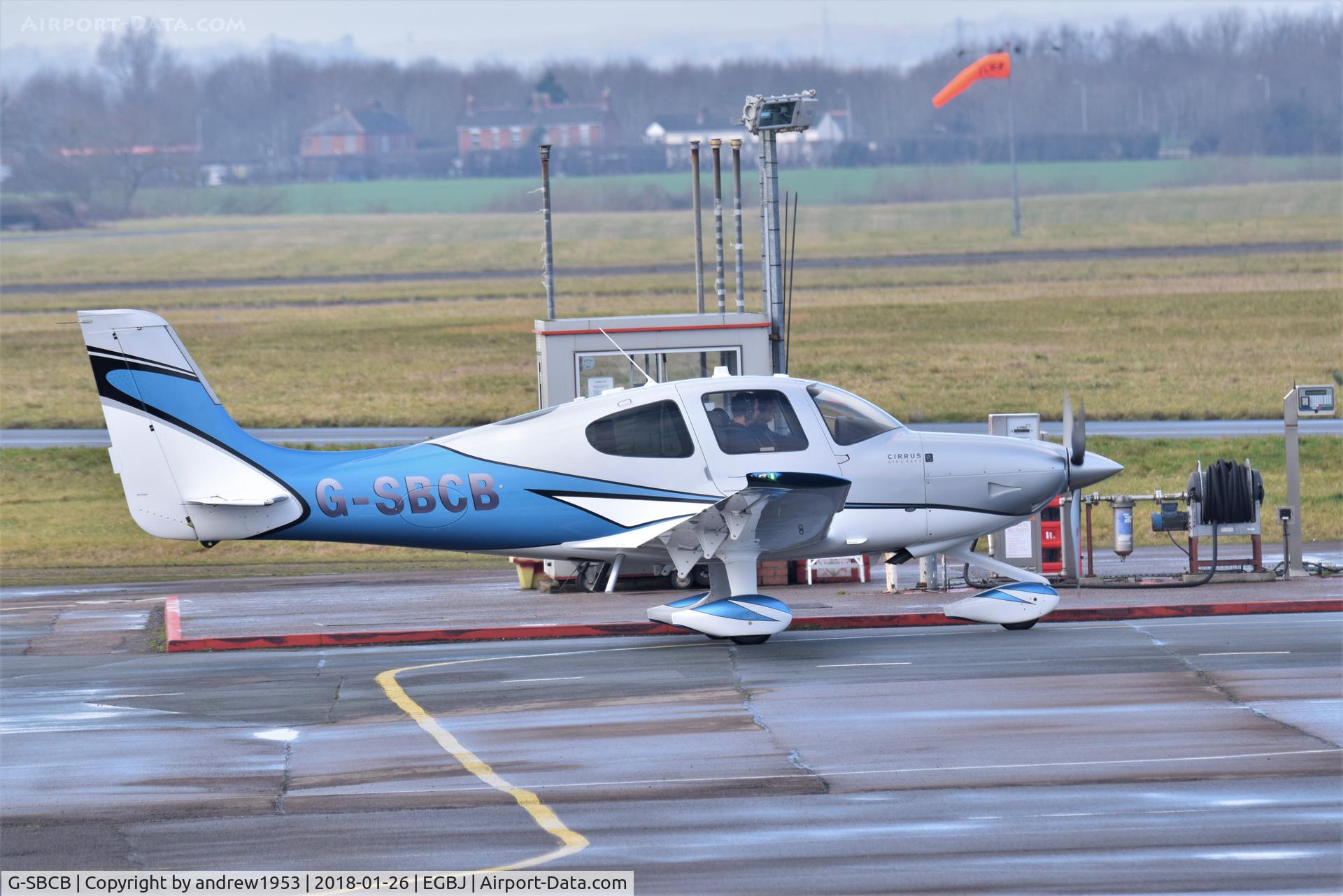 G-SBCB, 2013 Cirrus SR22T C/N 0523, G-SBCB at Gloucestershire Airport.