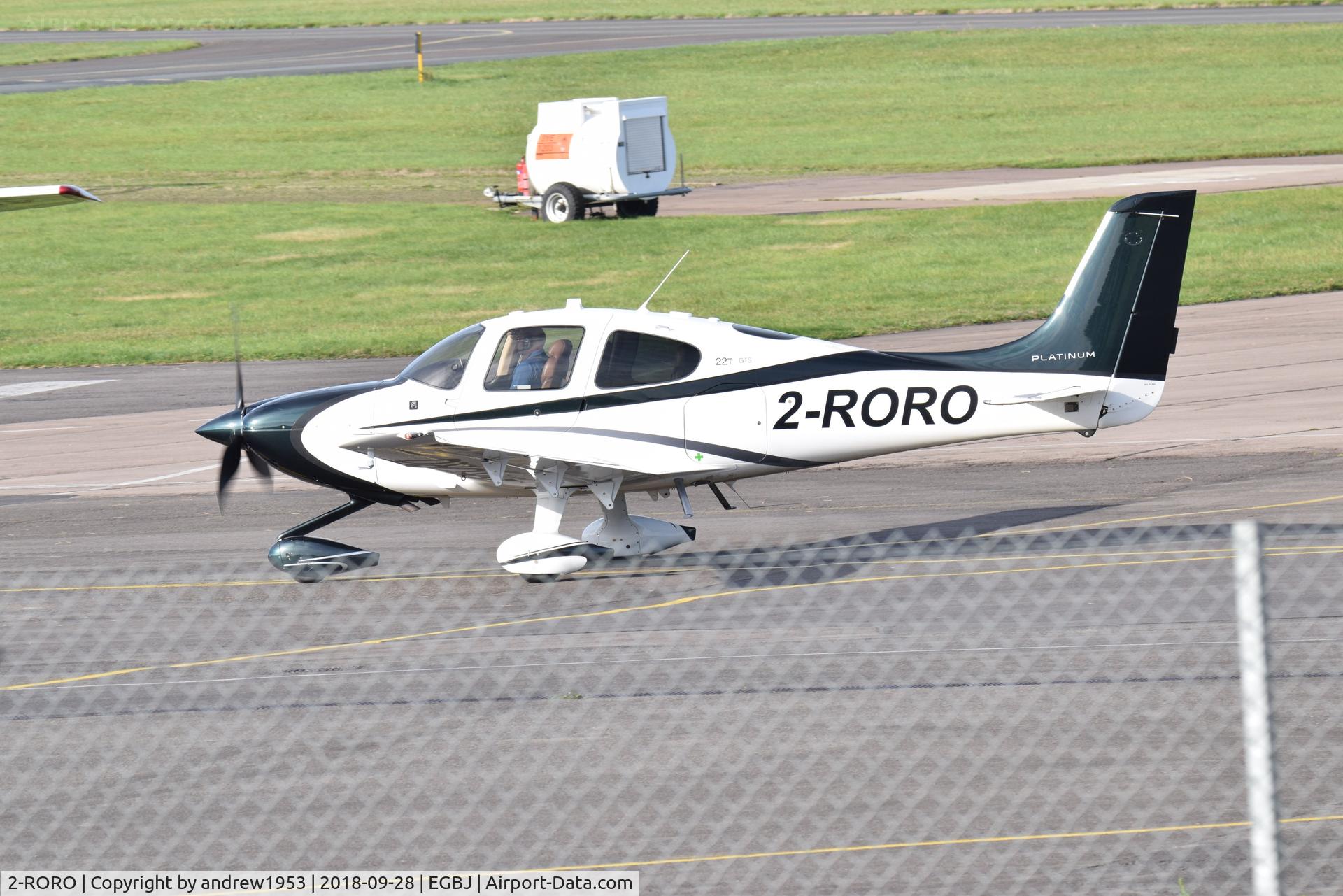 2-RORO, 2014 Cirrus SR22T GTS C/N 0701, 2-RORO at Gloucestershire Airport.
