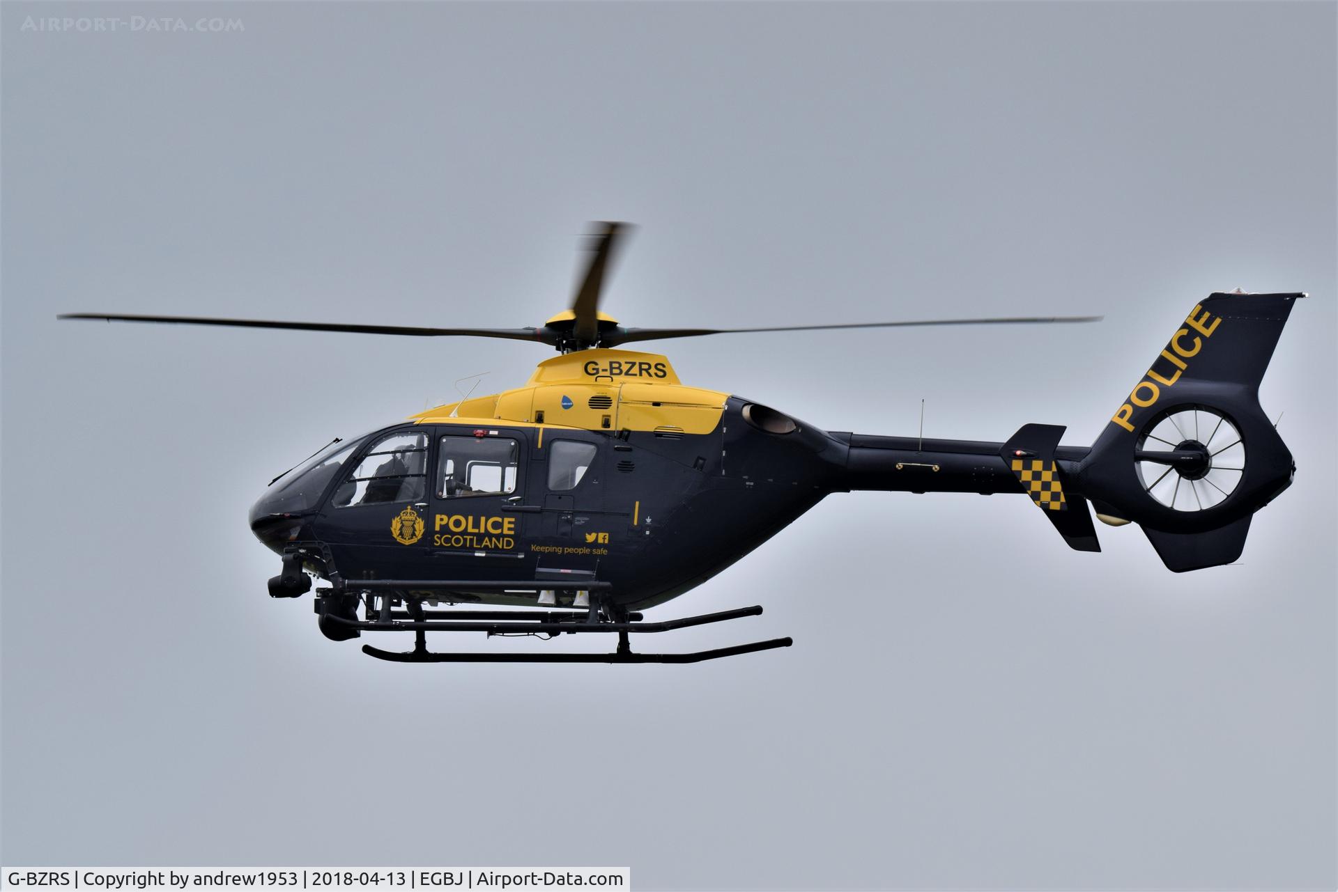G-BZRS, 2000 Eurocopter EC-135T-2 C/N 0166, G-BZRS landing at Gloucestershire Airport.