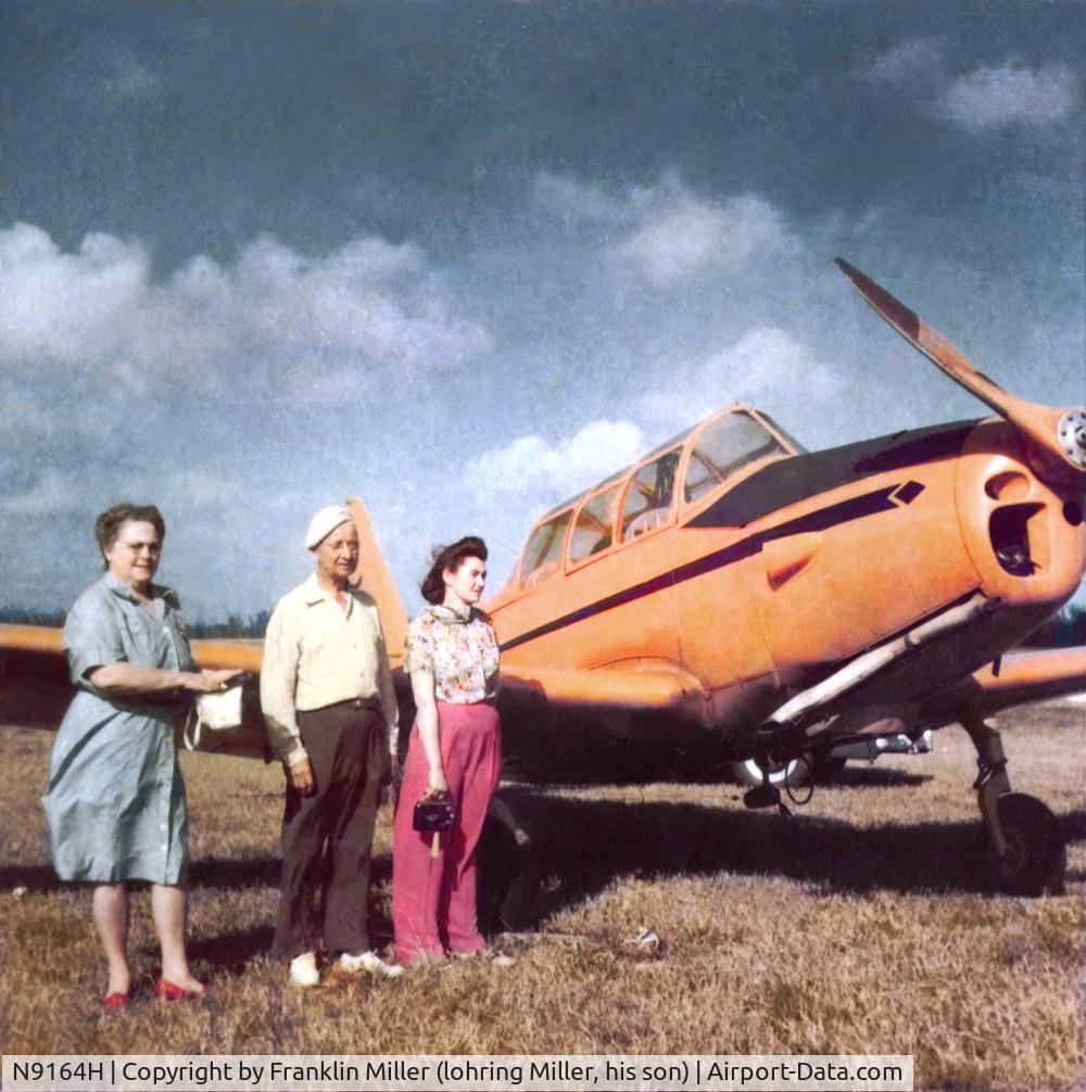 N9164H, 1944 Fairchild M-62A C/N T43-4539, Fairchild PT-26 was a used trainer purchased about 1941-42 by Franklin Miller.  Picture is at the Meadville PA airport.
According to Franklin’s log summary, he put 706 hours on the PT from the time of purchase until February 28, 1948.
