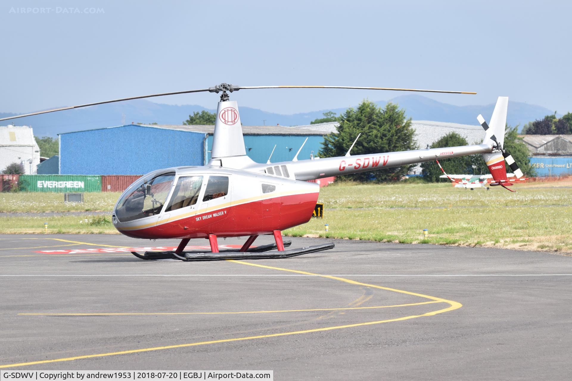 G-SDWV, 2018 Robinson R66 Turbine C/N 0864, G-SDWV at Gloucestershire Airport.