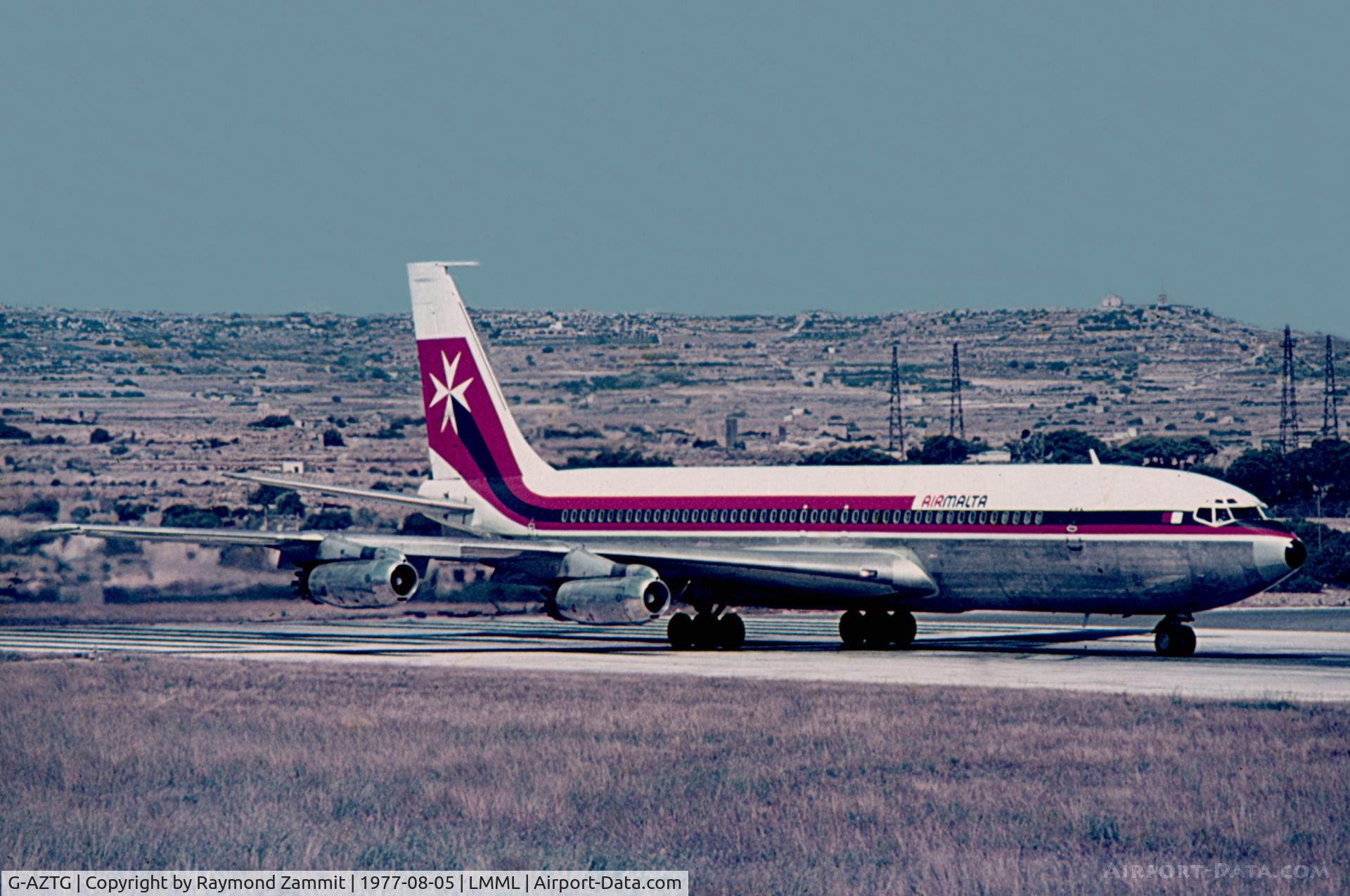 G-AZTG, 1959 Boeing 707-321 C/N 17600, B707 G-AZTG in Air Malta colours during lease back in August 1977