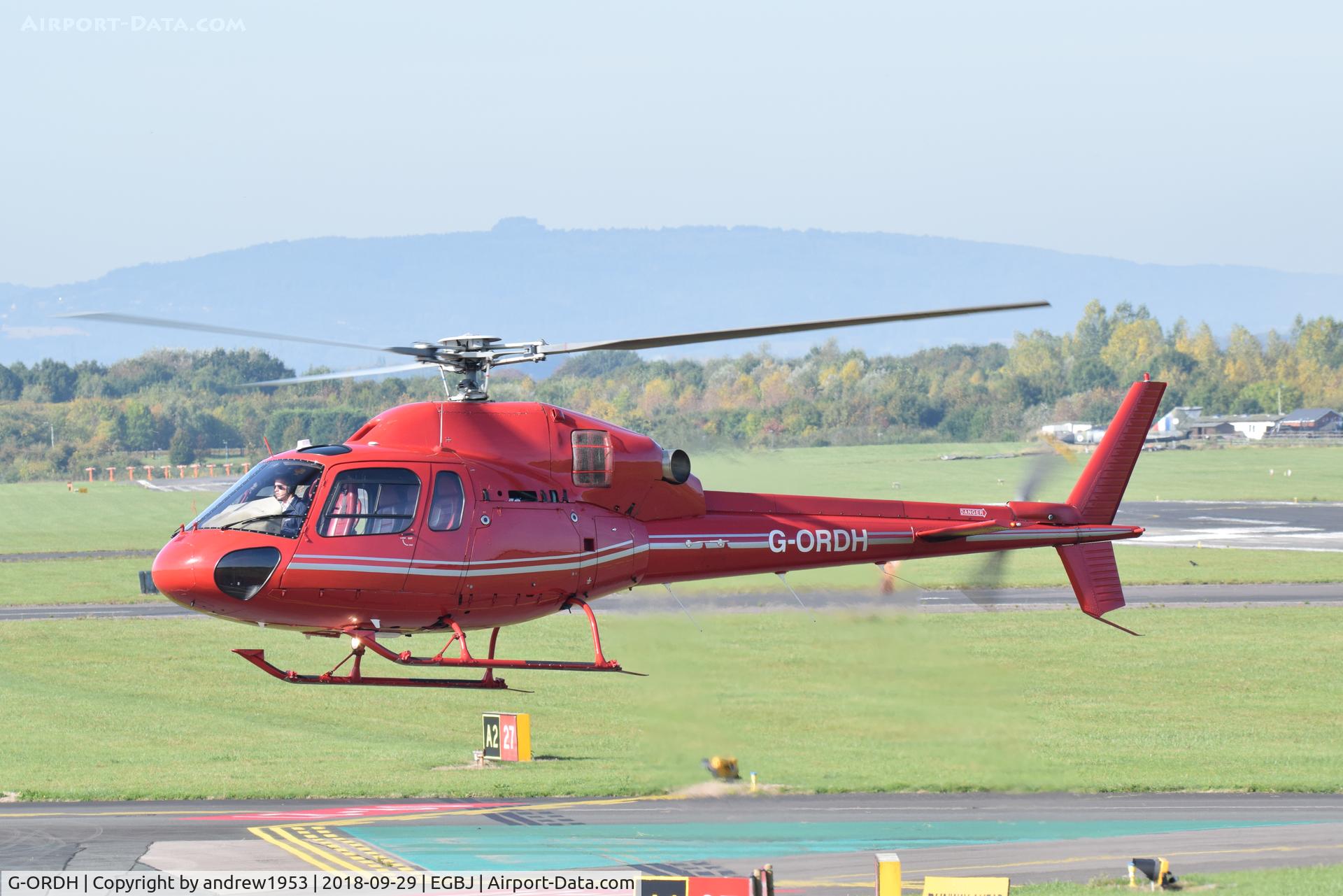 G-ORDH, 2006 Eurocopter AS-355N Ecureuil 2 C/N 5744, G-ORDH landing at Gloucestershire Airport.