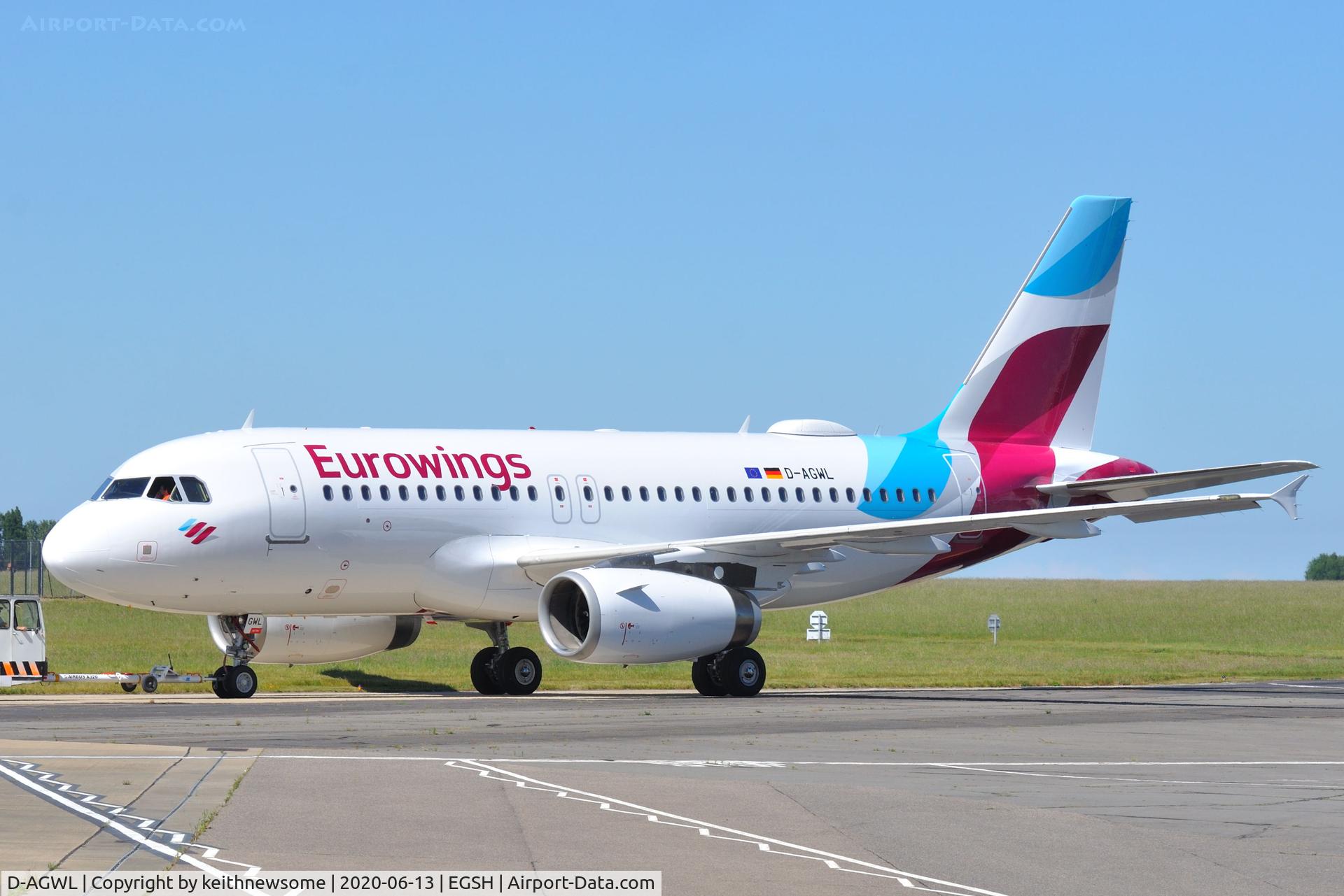 D-AGWL, 2008 Airbus A319-132 C/N 3534, Removed from spray shop with Eurowings colour scheme.