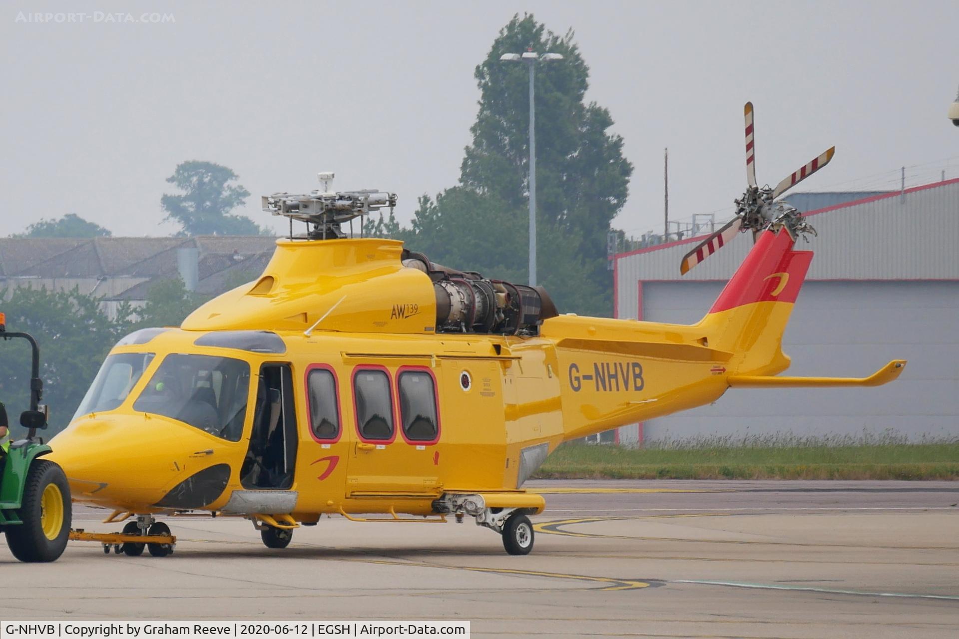 G-NHVB, 2013 AgustaWestland AW-139 C/N 41354, Under tow at Norwich.