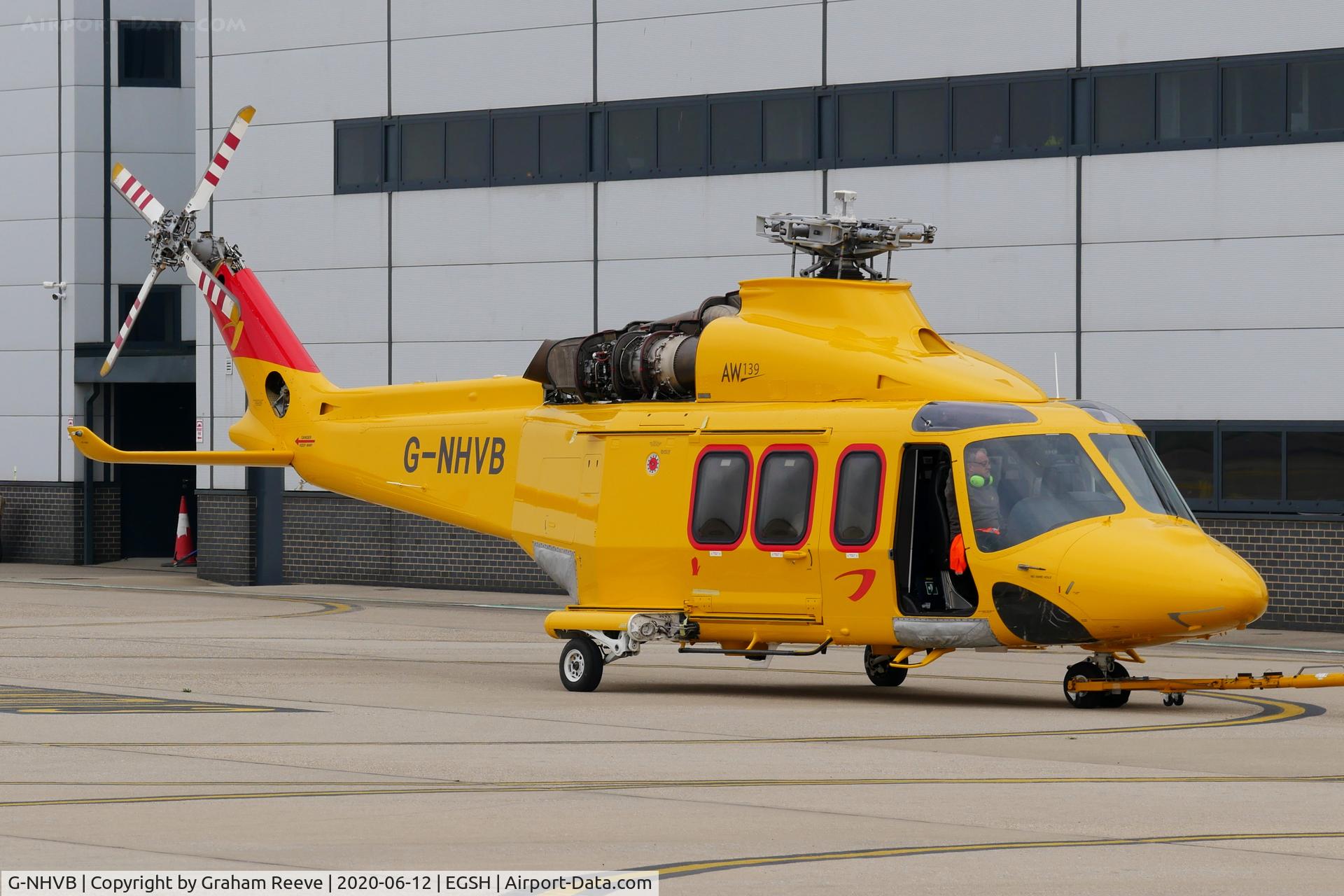 G-NHVB, 2013 AgustaWestland AW-139 C/N 41354, Under tow at Norwich.