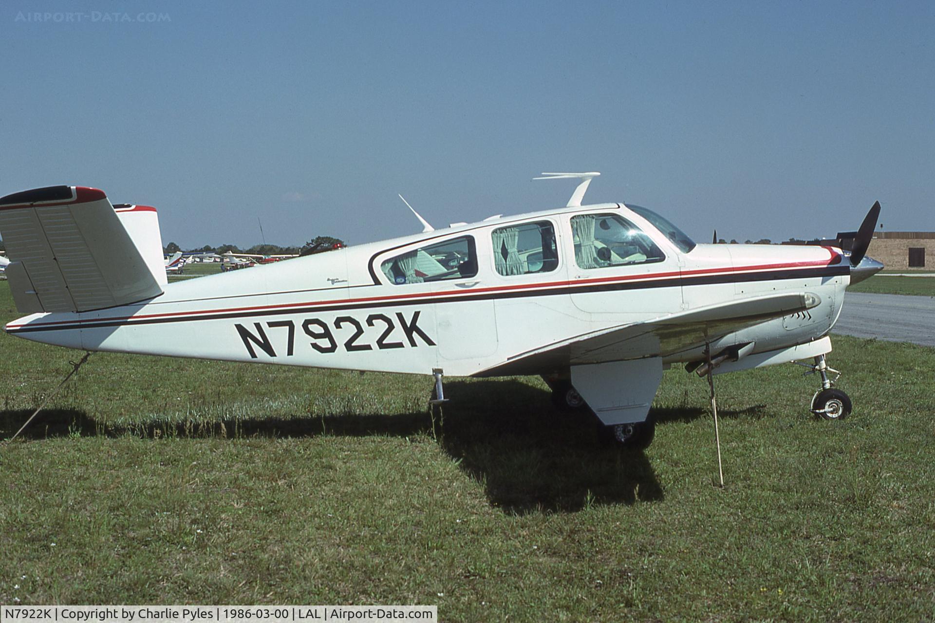 N7922K, 1964 Beech S35 Bonanza C/N D-7456, Pretty Tight shot on the tail