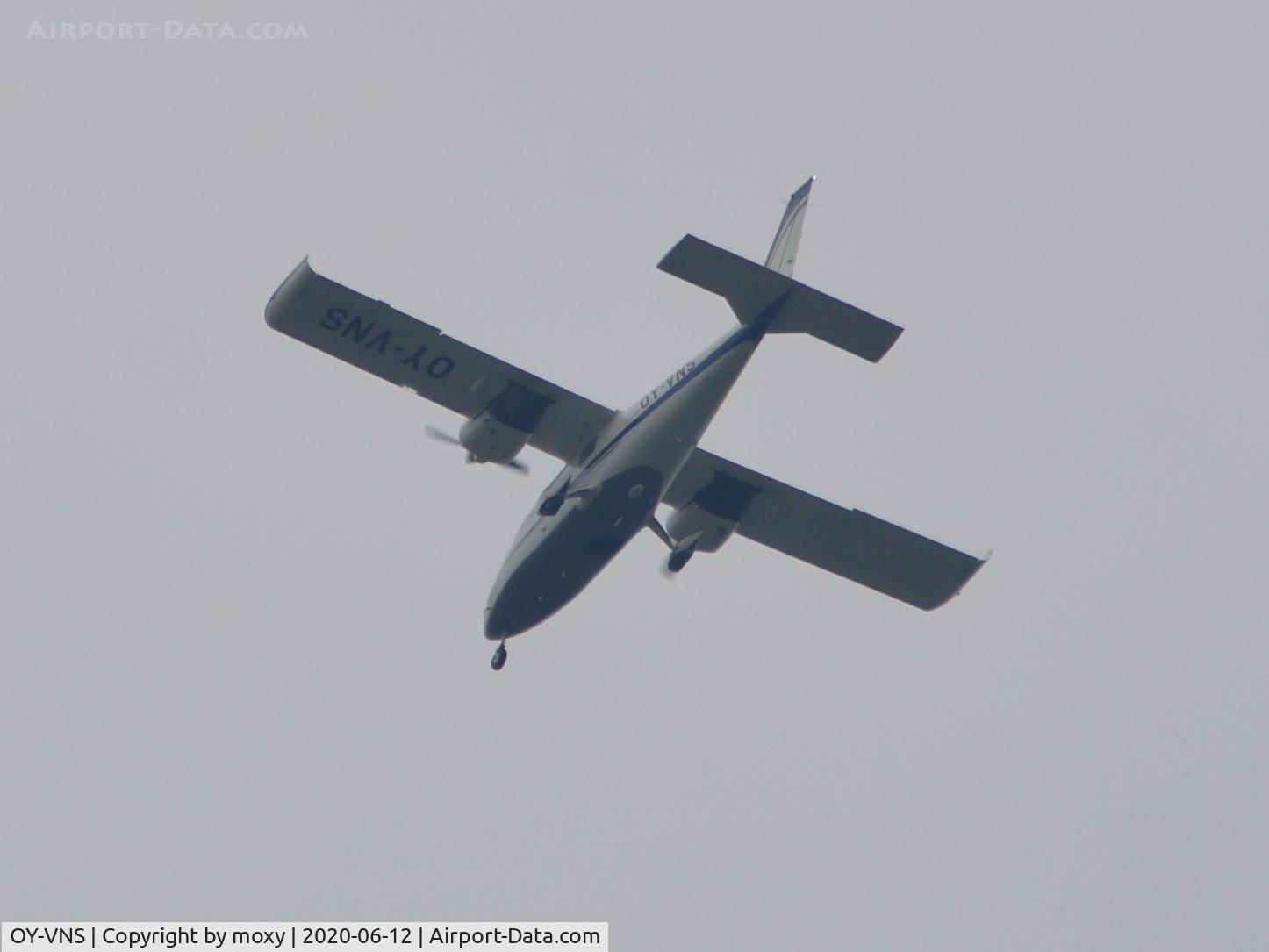 OY-VNS, 2020 Vulcanair P-68C C/N 511/C, VULCANAIR P-68C overflying Old Windsor, Berkshire, England.