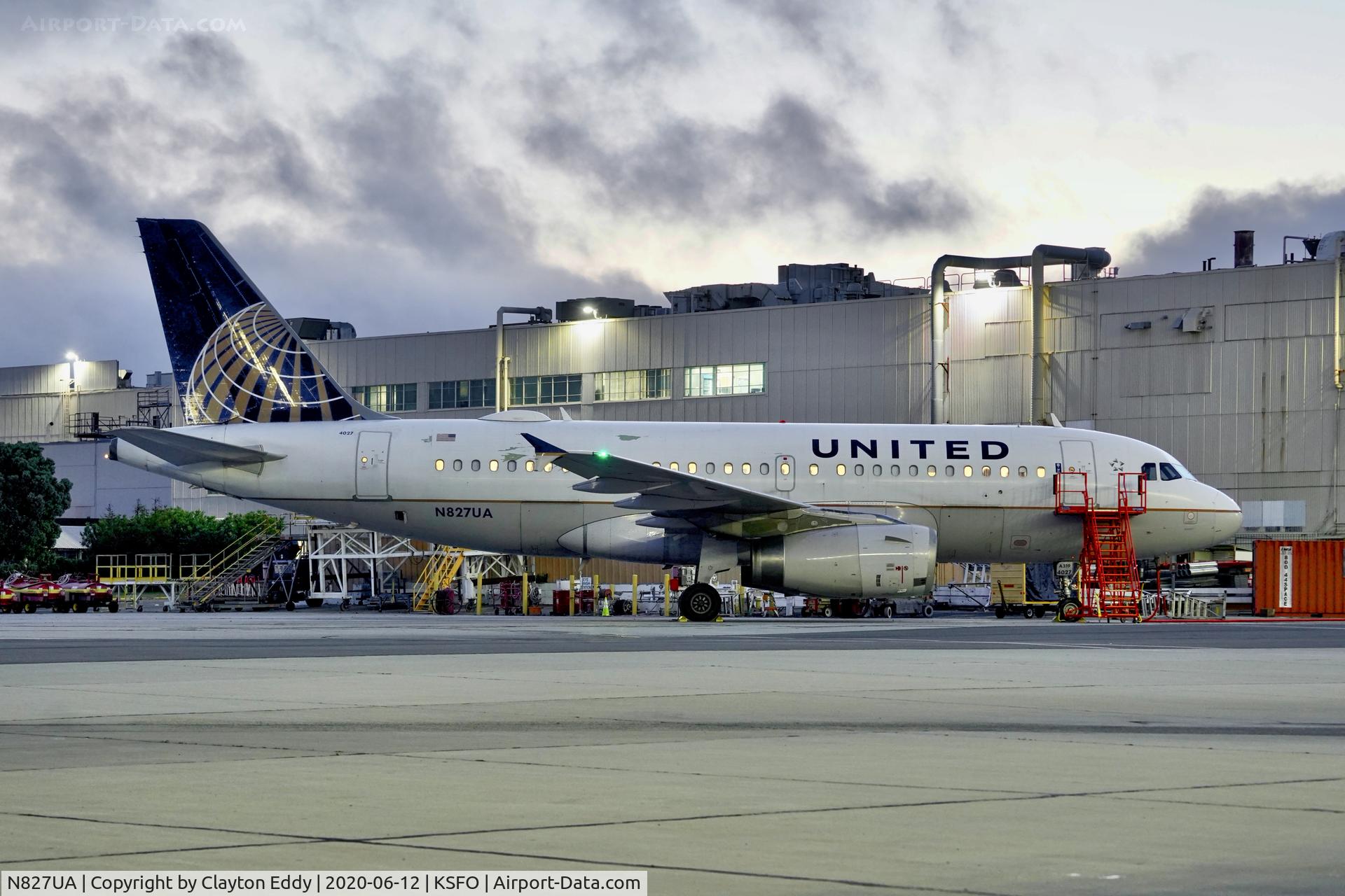N827UA, 1999 Airbus A319-131 C/N 1022, SFO 2020.
