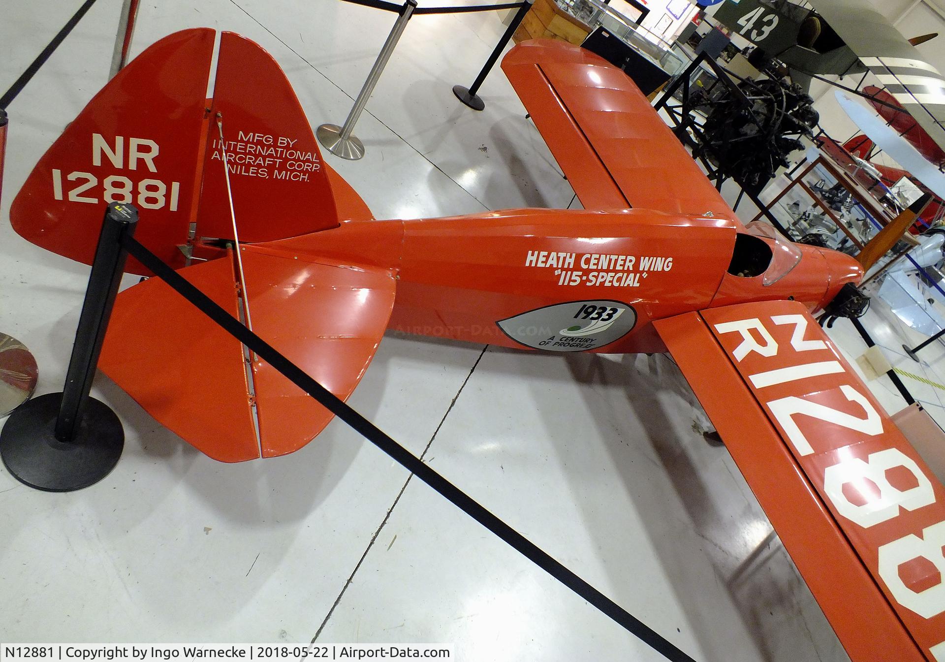 N12881, 1933 Heath CNA-40 C/N C-51, Heath CNA-40 Center Wing 115-Special at the Aviation Museum of Kentucky, Lexington KY