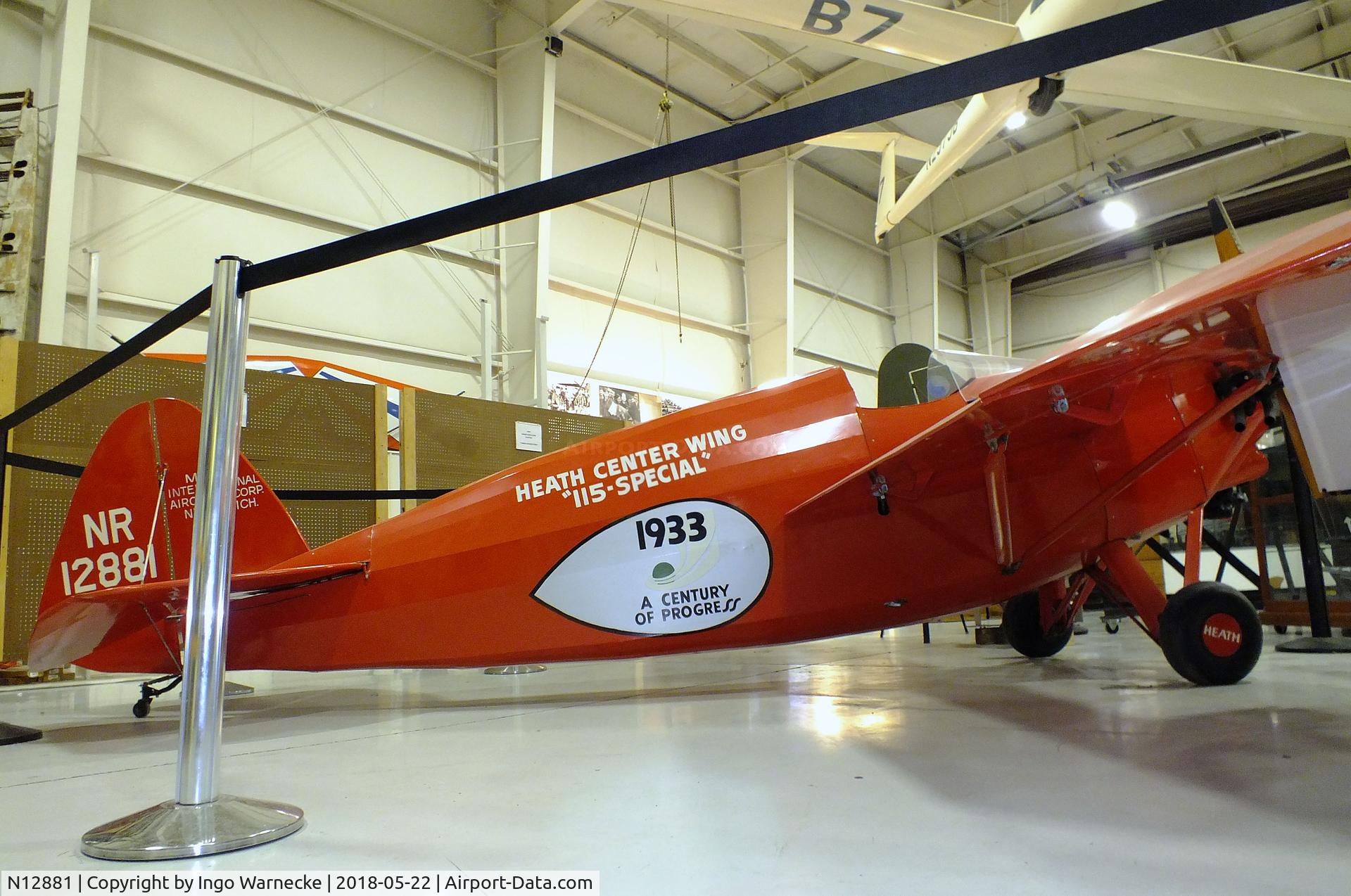 N12881, 1933 Heath CNA-40 C/N C-51, Heath CNA-40 Center Wing 115-Special at the Aviation Museum of Kentucky, Lexington KY