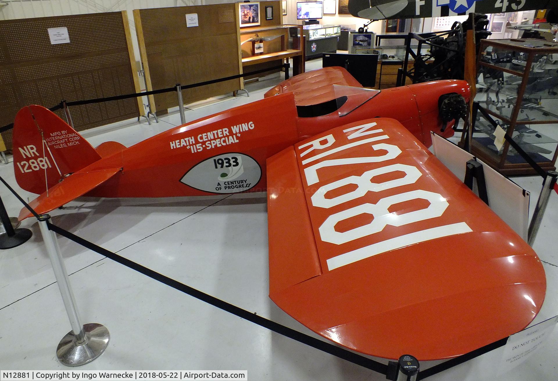 N12881, 1933 Heath CNA-40 C/N C-51, Heath CNA-40 Center Wing 115-Special at the Aviation Museum of Kentucky, Lexington KY