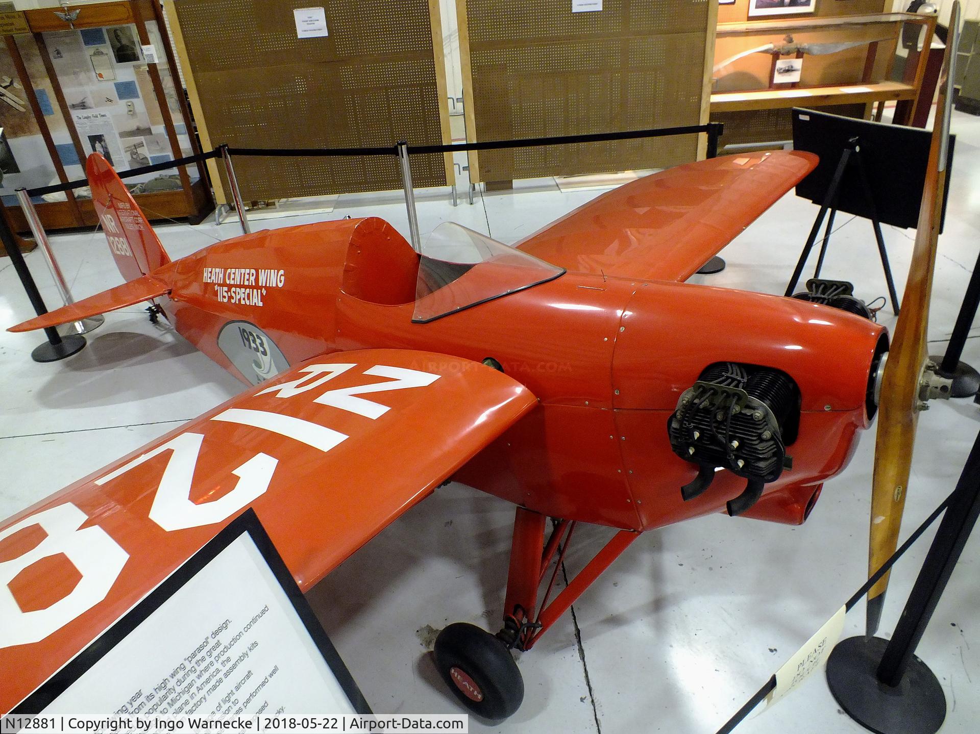 N12881, 1933 Heath CNA-40 C/N C-51, Heath CNA-40 Center Wing 115-Special at the Aviation Museum of Kentucky, Lexington KY