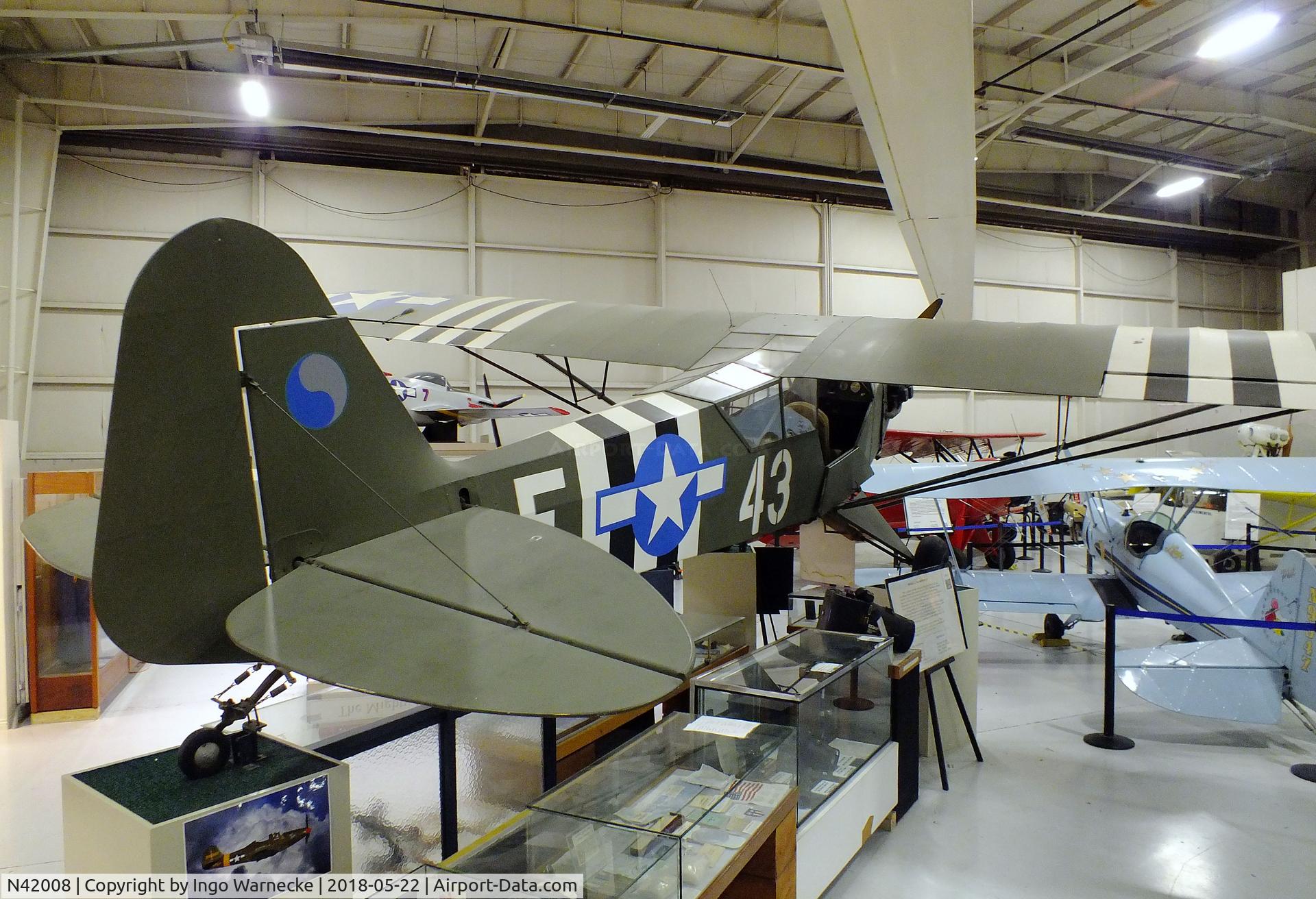 N42008, 1945 Piper J3C-65 Cub Cub C/N 14083, Piper J3C-65 Cub, displayed as L-4 Grashopper, at the Aviation Museum of Kentucky, Lexington KY