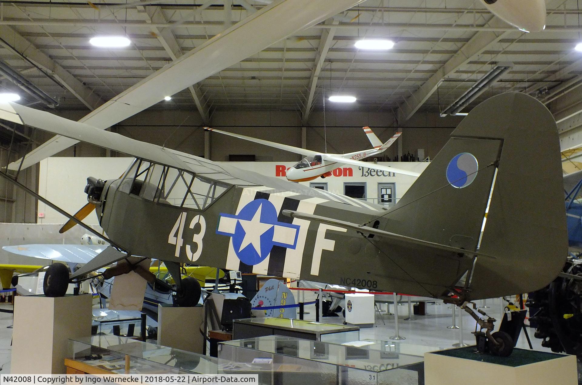 N42008, 1945 Piper J3C-65 Cub Cub C/N 14083, Piper J3C-65 Cub, displayed as L-4 Grashopper, at the Aviation Museum of Kentucky, Lexington KY