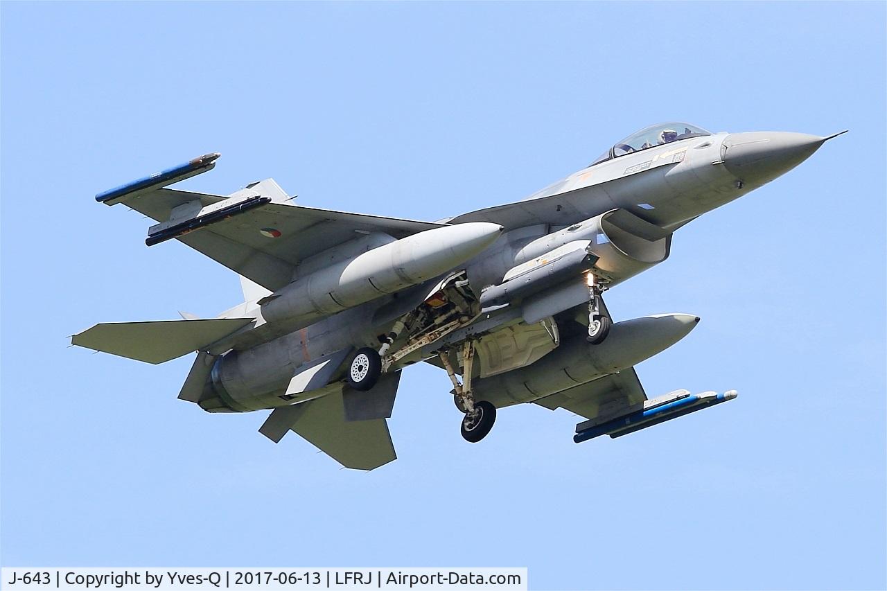 J-643, 1980 Fokker F-16AM Fighting Falcon C/N 6D-75, Fokker F-16AM Fighting Falcon, On final rwy 08, Landivisiau Naval Air Base (LFRJ) Tiger Meet 2017