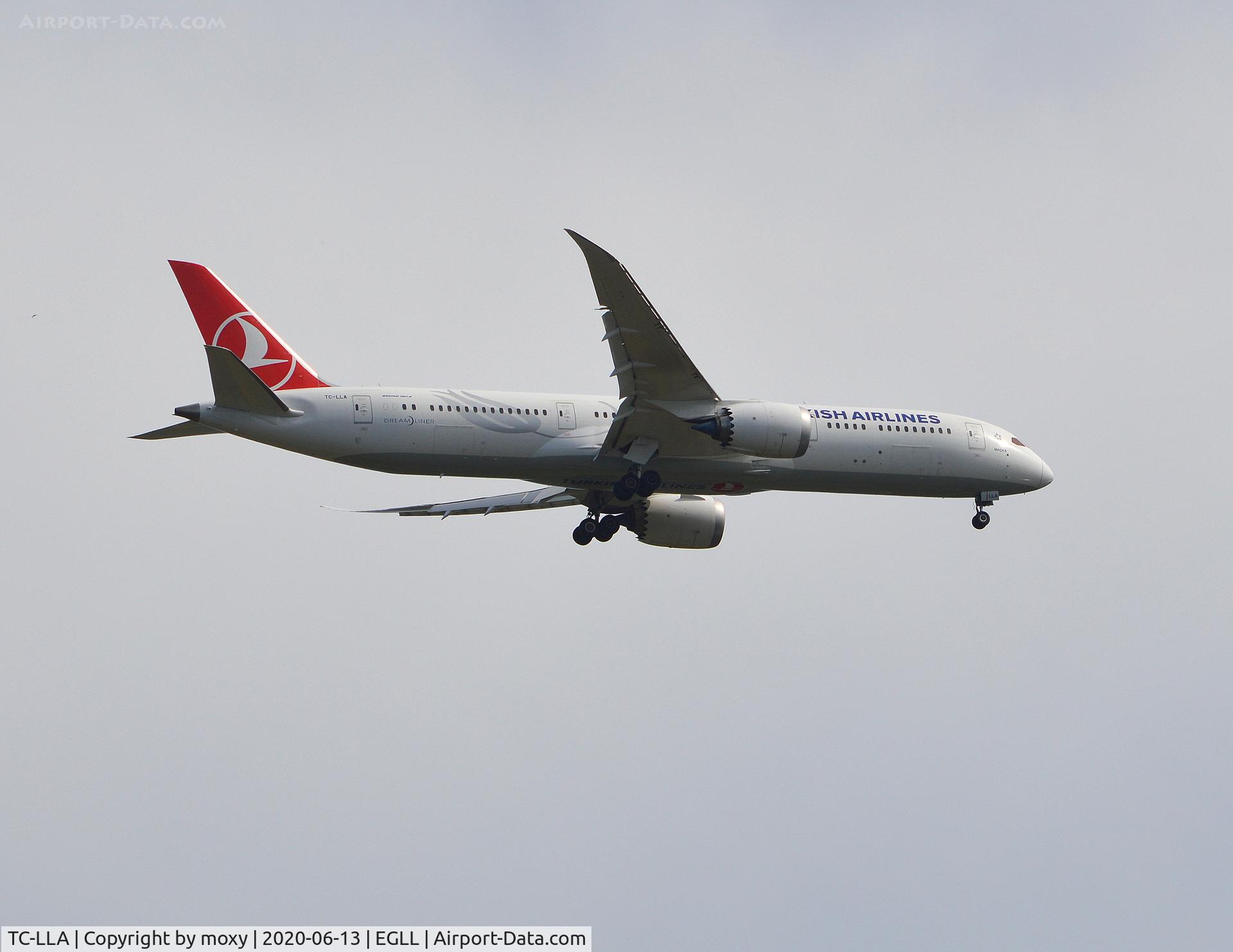 TC-LLA, 2019 Boeing 787-9 Dreamliner C/N 65801, Boeing 787-9 Dreamliner on finals to 9R London Heathrow.