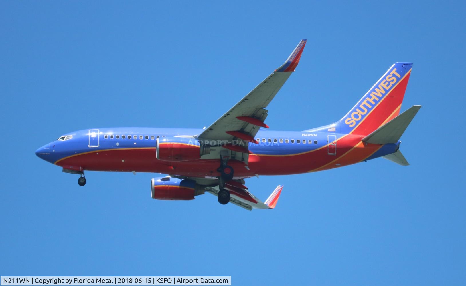 N211WN, 2005 Boeing 737-7H4 C/N 34163, SFO 2018