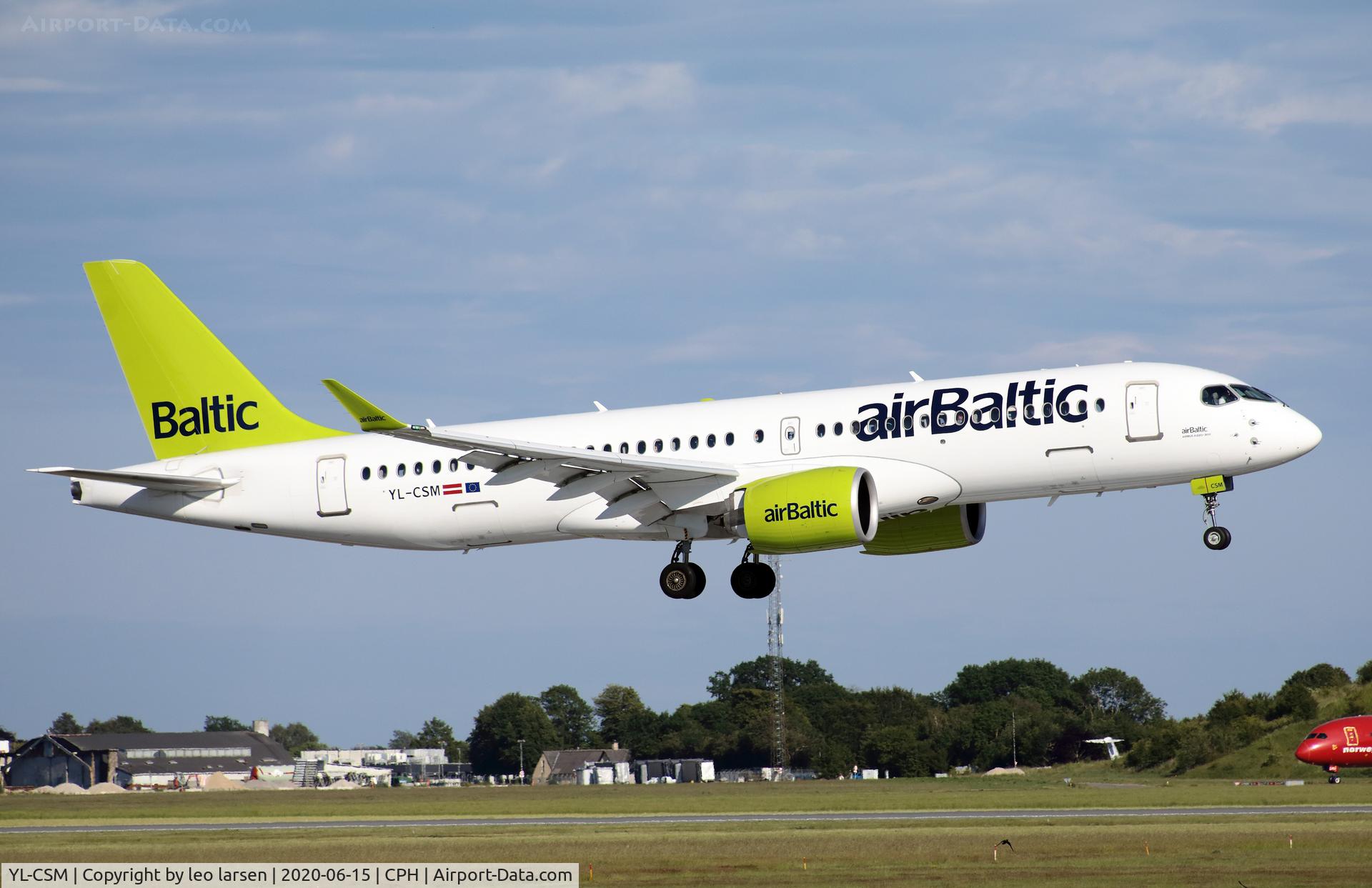 YL-CSM, 2018 Airbus A220-300 C/N 55042, Copenhagen 15.6.2020 L/D R-22R