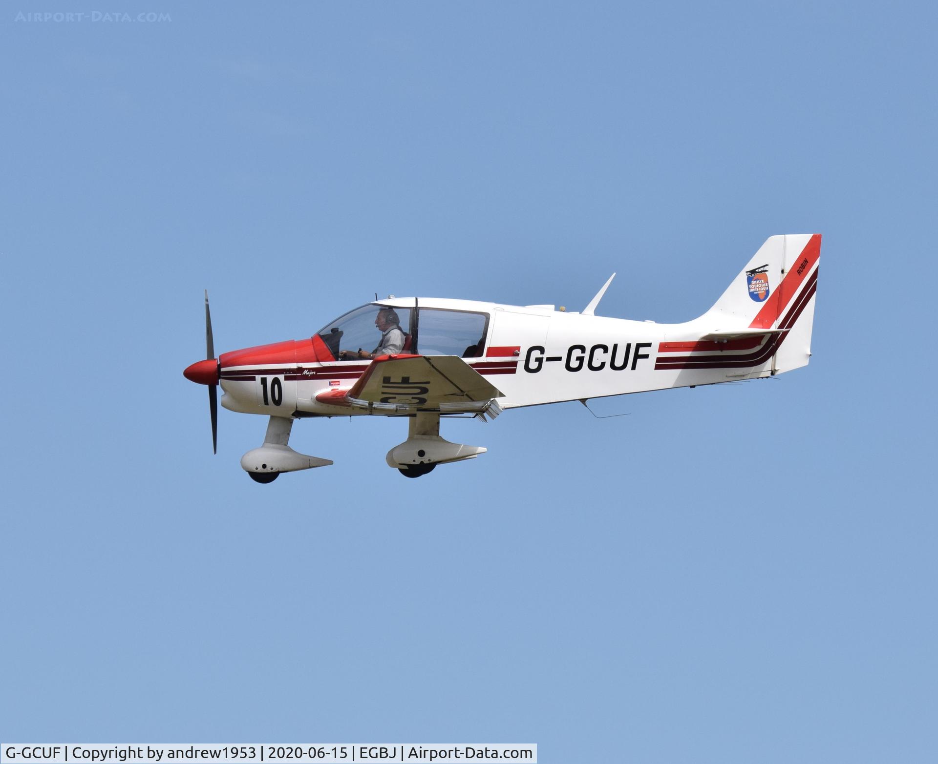 G-GCUF, 1981 Robin DR-400-160 Chevalier C/N 1504, G-GCUF landing at Gloucestershire Airport.