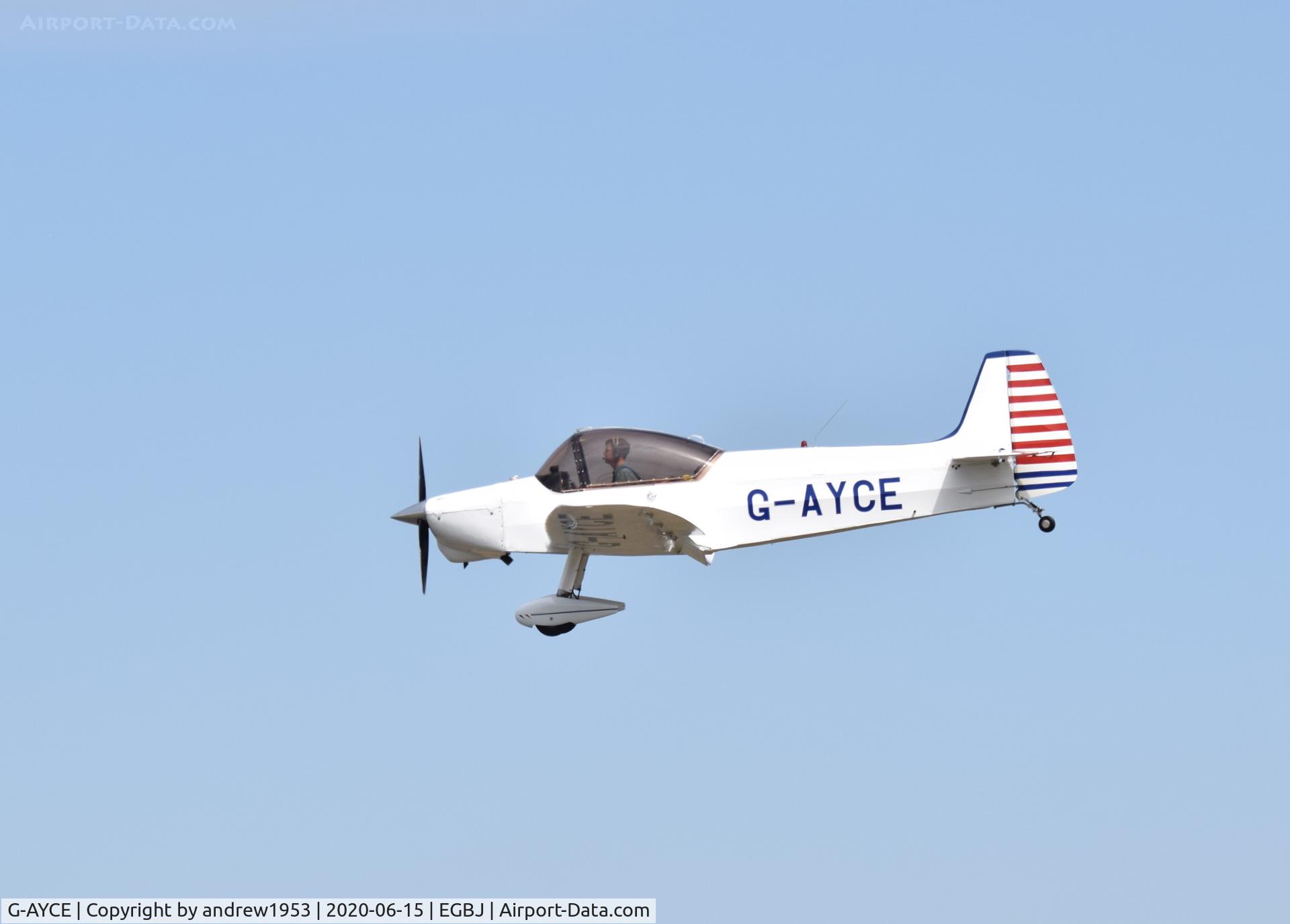 G-AYCE, 1960 Scintex CP-301-C Emeraude C/N 530, G-AYCE landing at Gloucestershire Airport.