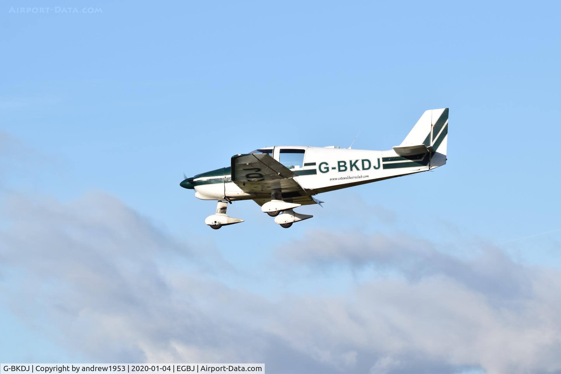 G-BKDJ, 1982 Robin DR-400-120 Dauphin 80 C/N 1584, G-BKDJ landing at Gloucestershire Airport.