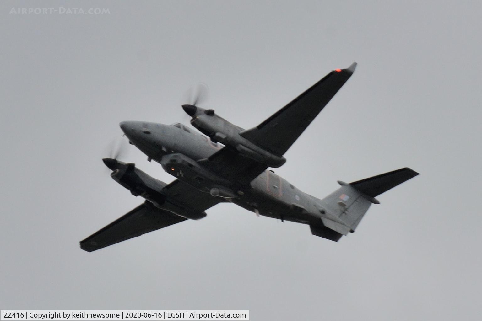 ZZ416, 2007 Beechcraft Shadow R.Mk1 (350CER) Super King Air C/N FM-14, Very high 'low pass'.