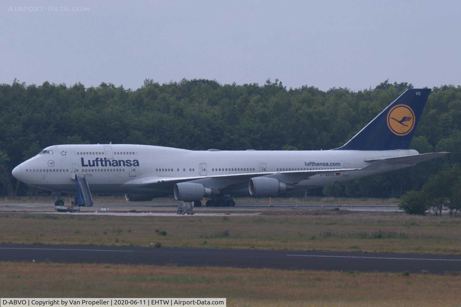D-ABVO, 1996 Boeing 747-430 C/N 28086, Lufthansa Boeing 747-430 in storage at Twente airport, the Netherlands, due to Covid-19 pandemic