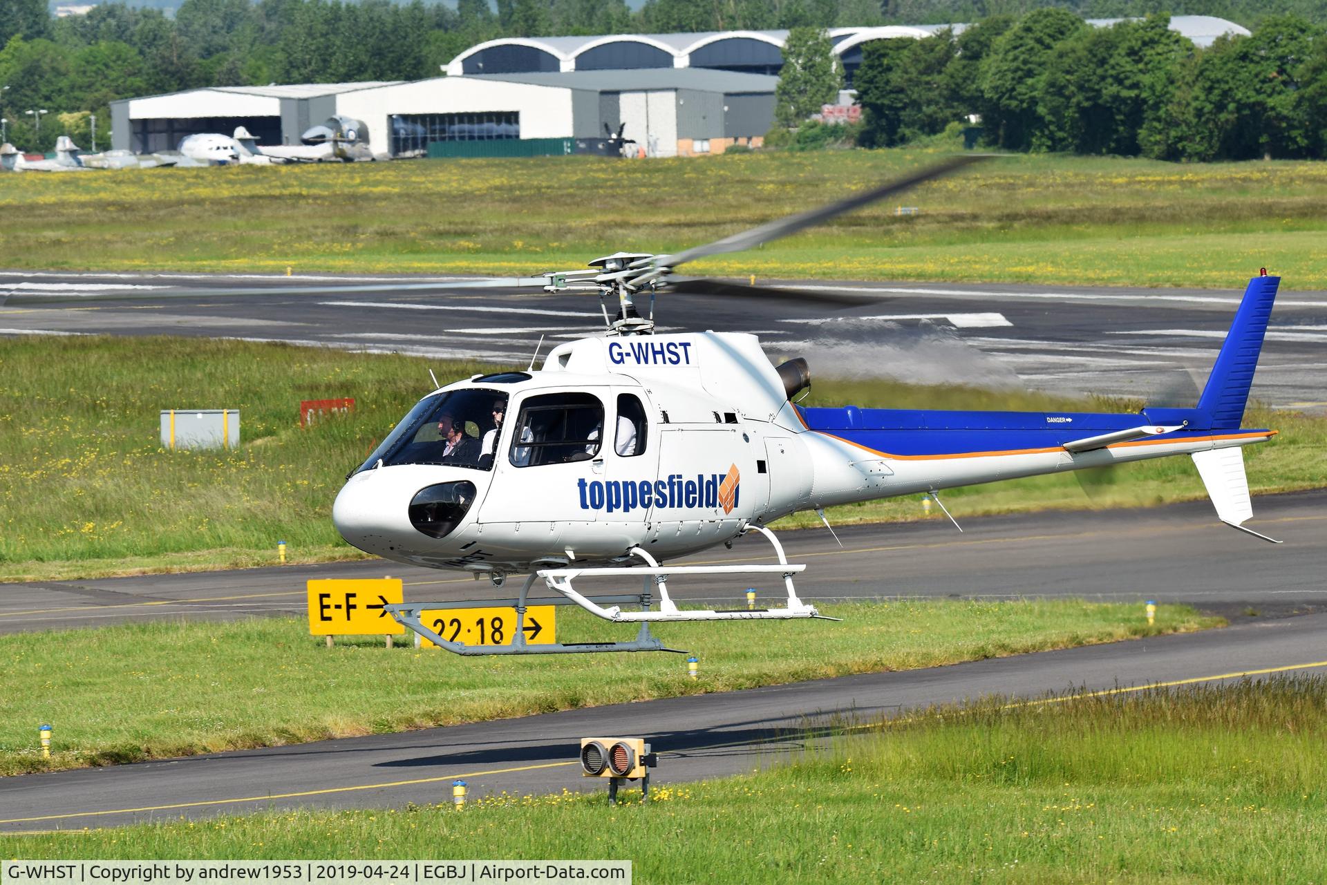 G-WHST, 1996 Eurocopter AS-350B-2 Ecureuil Ecureuil C/N 2915, G-WHST landing at Gloucestershire Airport.