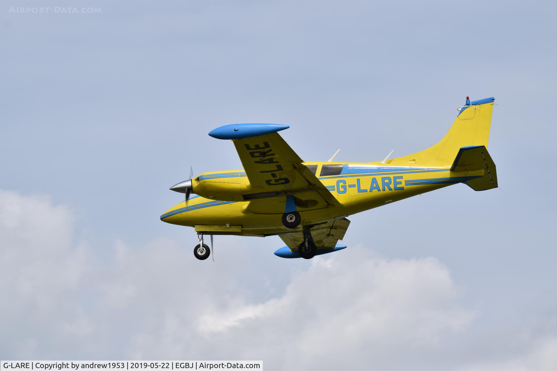 G-LARE, 1970 Piper PA-39 Twin Comanche C/R C/N 39-16, G-LARE landing at Gloucestershire Airport.