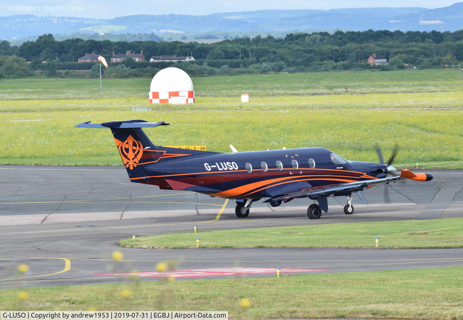 G-LUSO, 2019 Pilatus PC-12/47E C/N 1880, G-LUSO at Gloucestershire Airport.