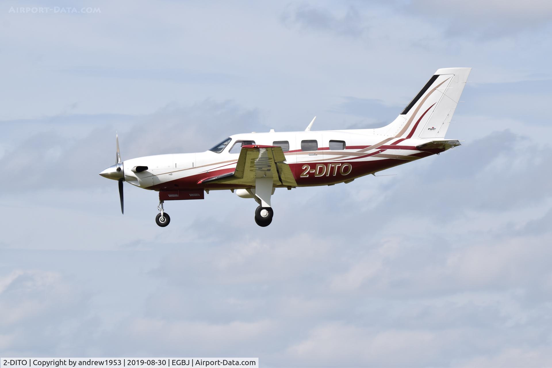2-DITO, 2006 Piper PA-46-500TP Malibu Meridian C/N 4697244, 2-DITO landing at Gloucestershire Airport.