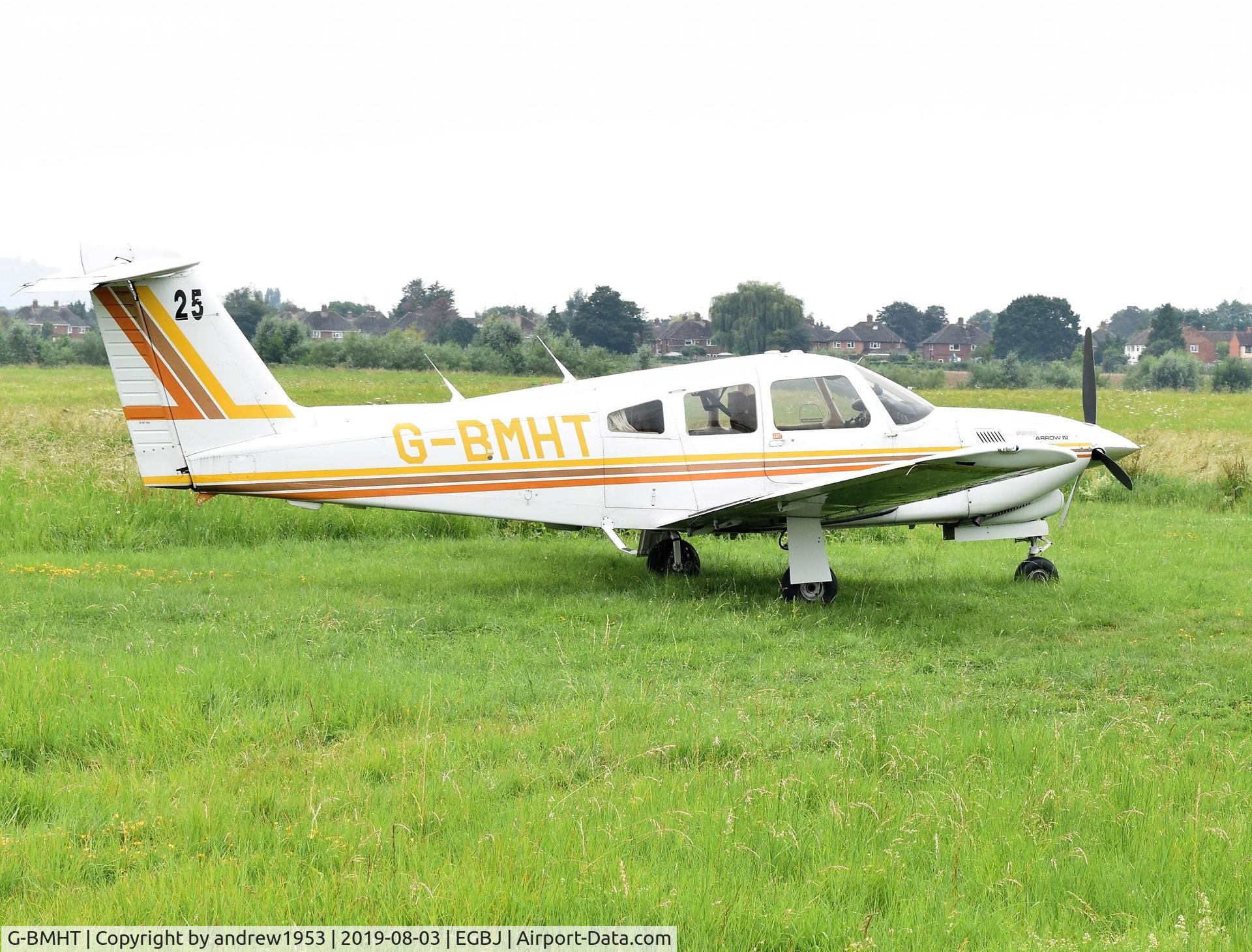 G-BMHT, 1981 Piper PA-28RT-201T Turbo Arrow IV C/N 28R-8231010, G-BMHT at Gloucestershire Airport. (outside the Jet Age Museum).