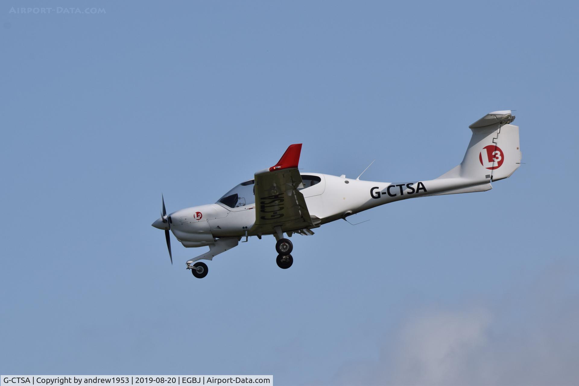 G-CTSA, 2016 Diamond DA-40NG Diamond Star C/N 40.N312, G-CTSA landing at Gloucestershire Airport.