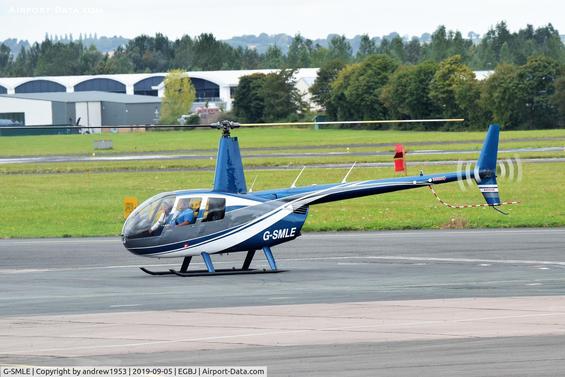 G-SMLE, 2016 Robinson R44  Raven II C/N 13995, G-SMLE at Gloucestershire Airport.