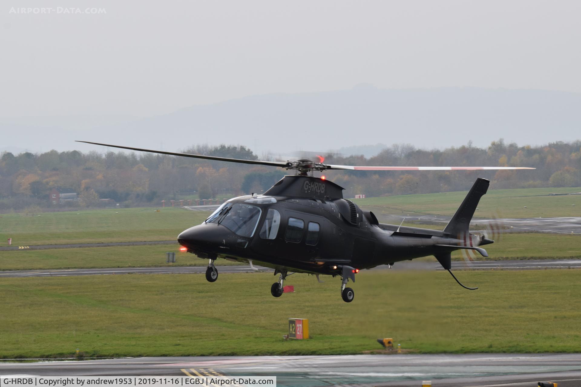 G-HRDB, 2006 Agusta A-109S Grand C/N 22031, G-HRDB landing at Gloucestershire Airport.