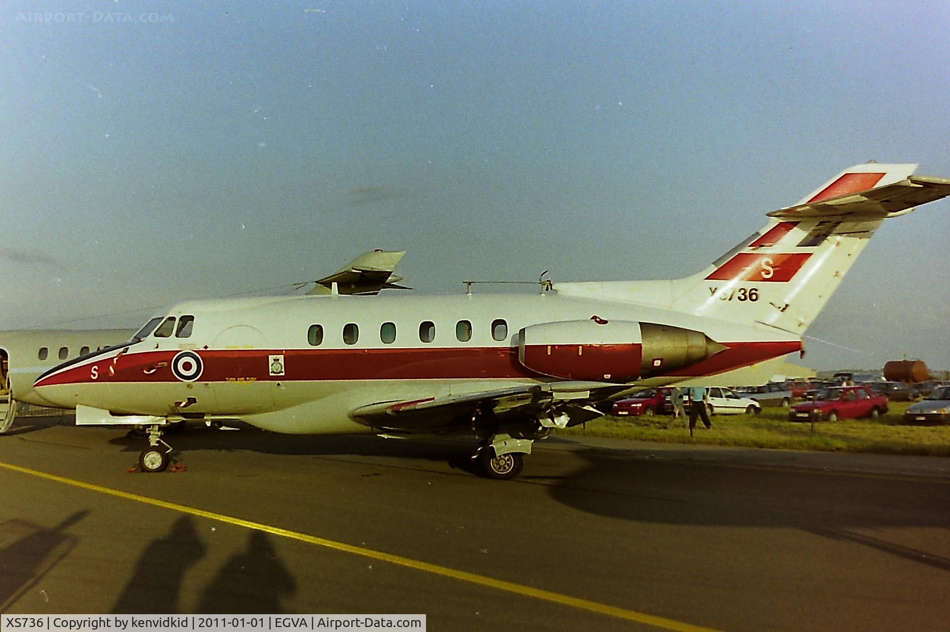 XS736, 1966 Hawker Siddeley HS.125 Dominie T.1 C/N 25072, At RIAT 1993, scanned from negative.