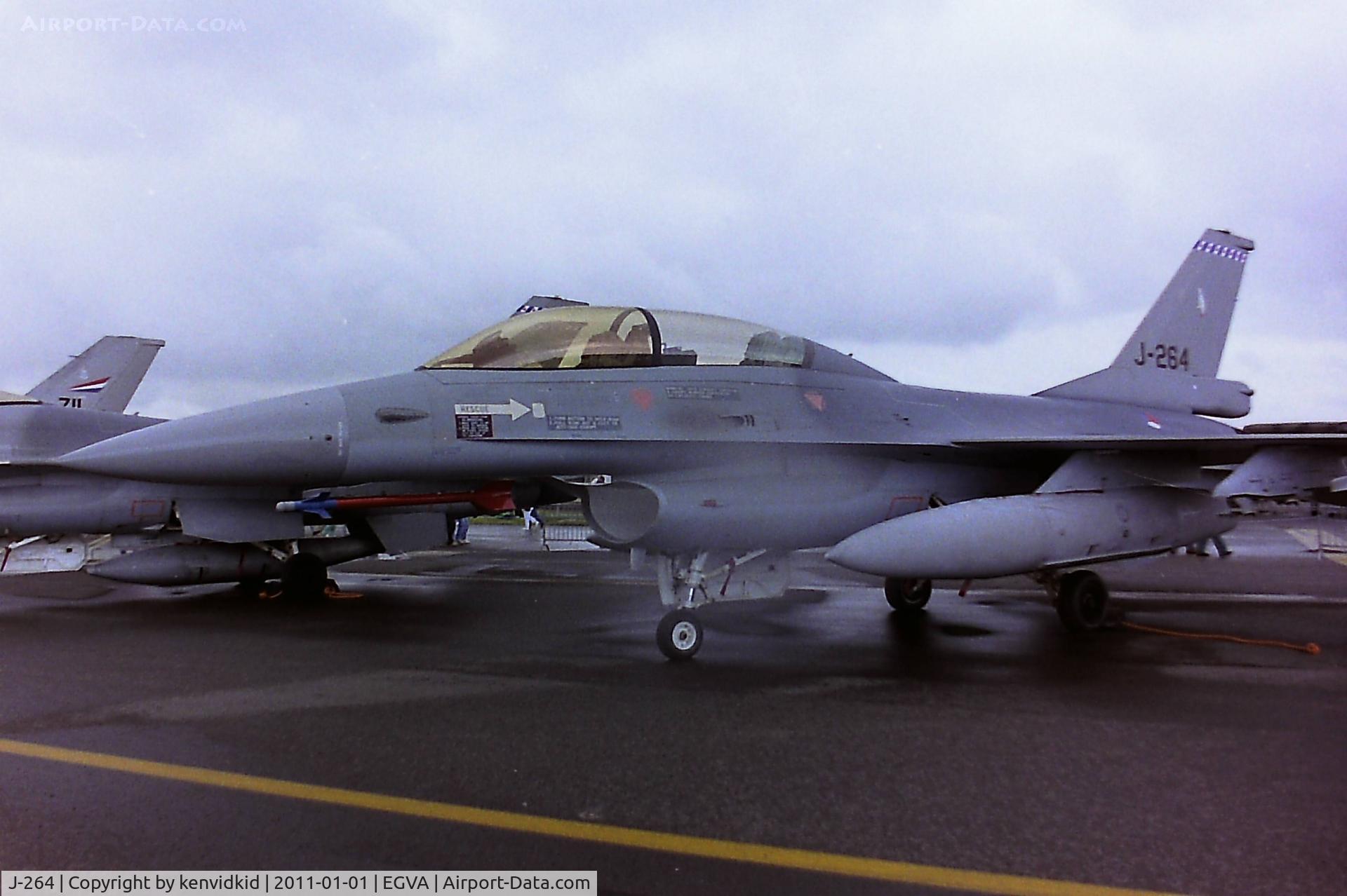 J-264, Fokker F-16B Fighting Falcon C/N 6E-6, At RIAT 1993, scanned from negative.