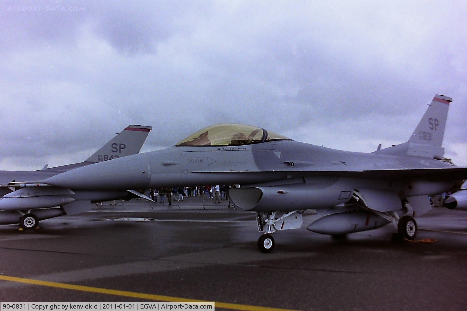 90-0831, 1990 General Dynamics F-16C Fighting Falcon C/N CC-31, At RIAT 1993, scanned from negative.