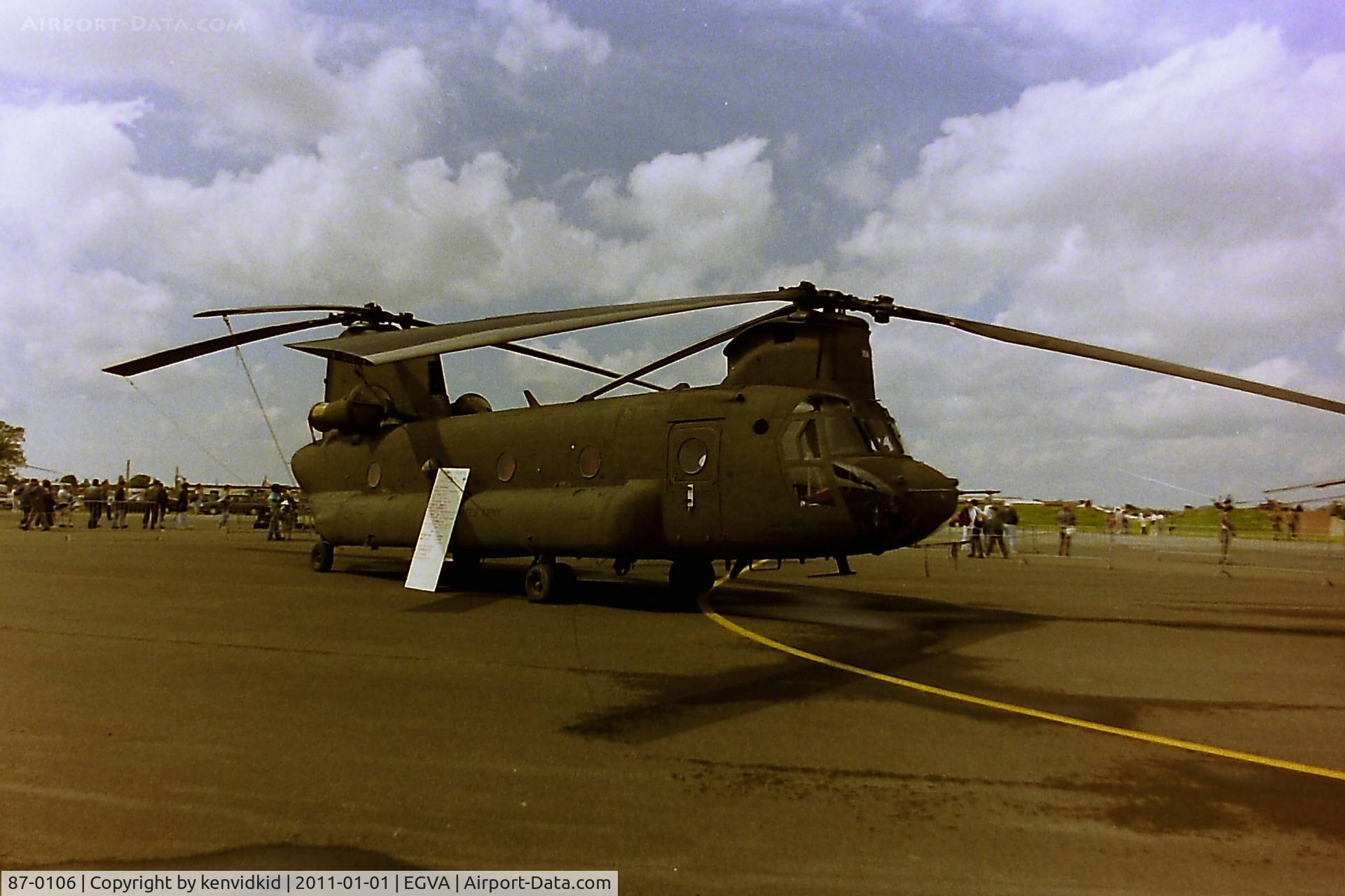 87-0106, Boeing Vertol CH-47D C/N M3225, At RIAT 1993, scanned from negative.