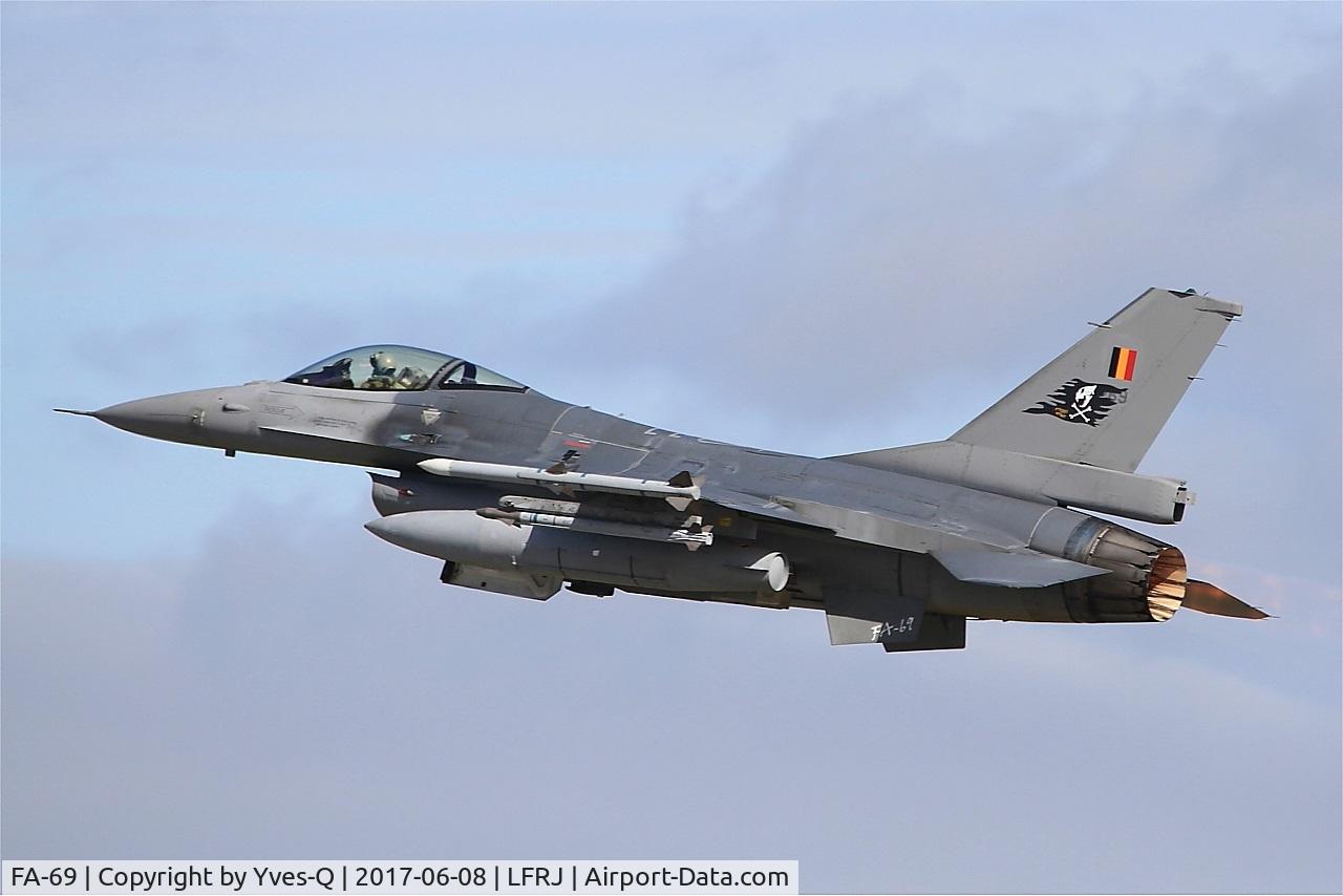 FA-69, 1983 SABCA F-16AM Fighting Falcon C/N 6H-69, SABCA F-16AM Fighting Falcon, Take off rwy 26, Landivisiau Naval Air Base (LFRJ) Tiger Meet 2017
