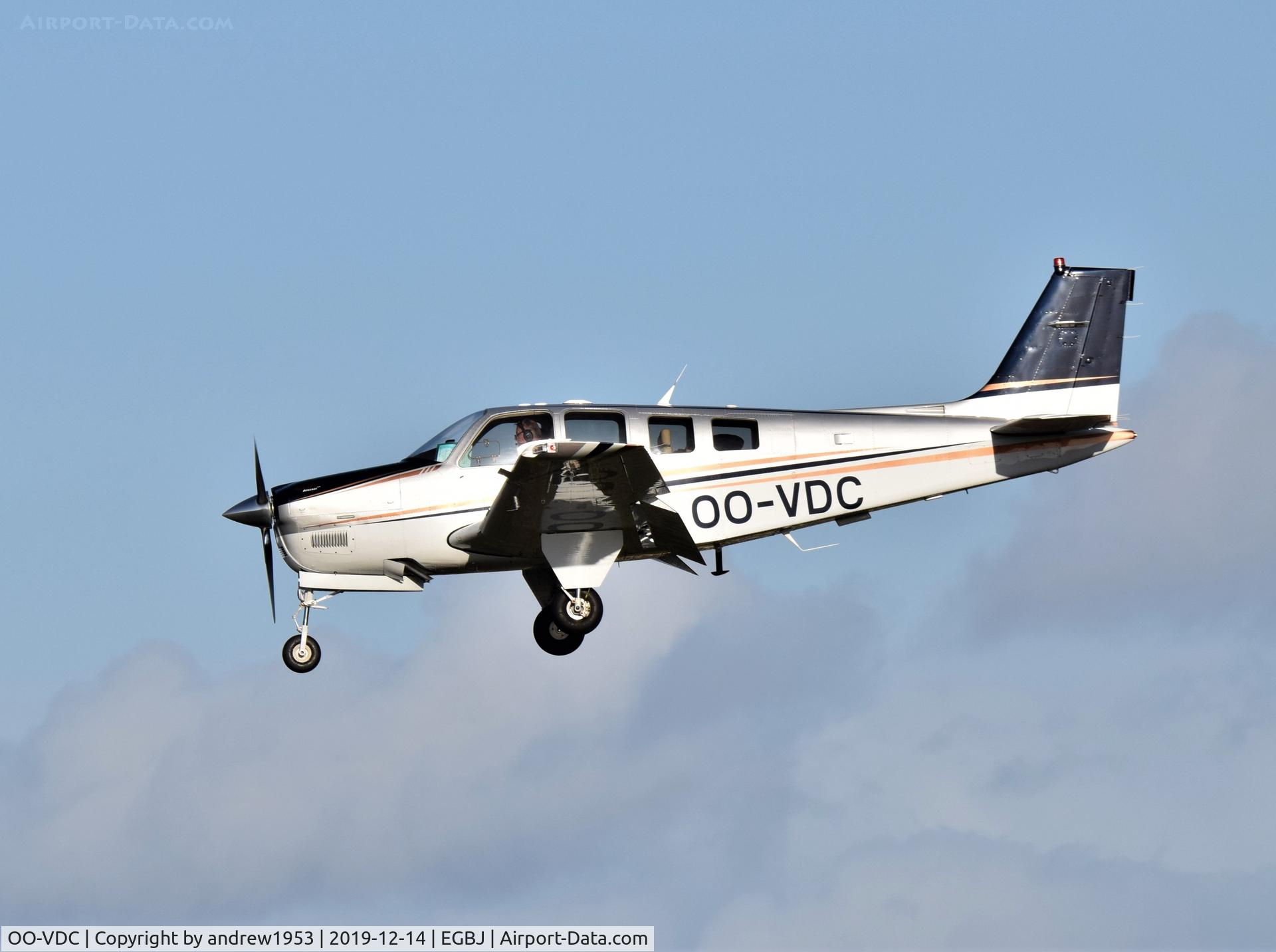 OO-VDC, Hawker Beechcraft Corp G36 Bonanza C/N E-3916, OO-VDC landing at Gloucestershire Airport.