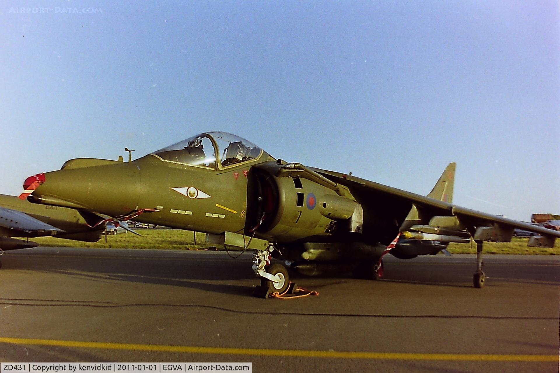 ZD431, British Aerospace Harrier GR.7 C/N P43, At RIAT 1993, scanned from negative.