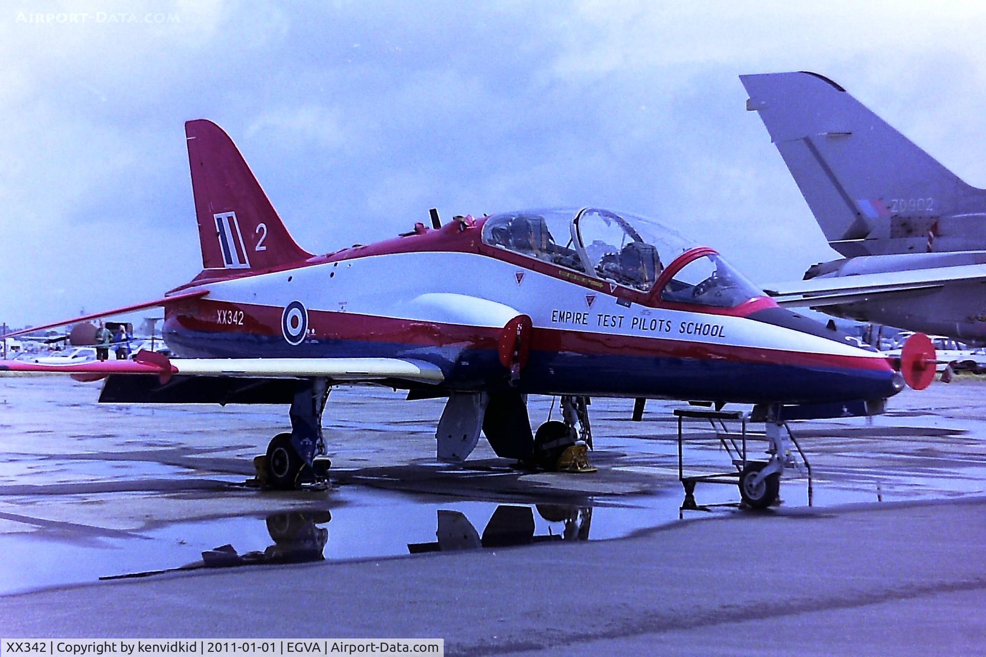 XX342, 1981 Hawker Siddeley Hawk T.1 C/N 191/312166, At RIAT 1993, scanned from negative.